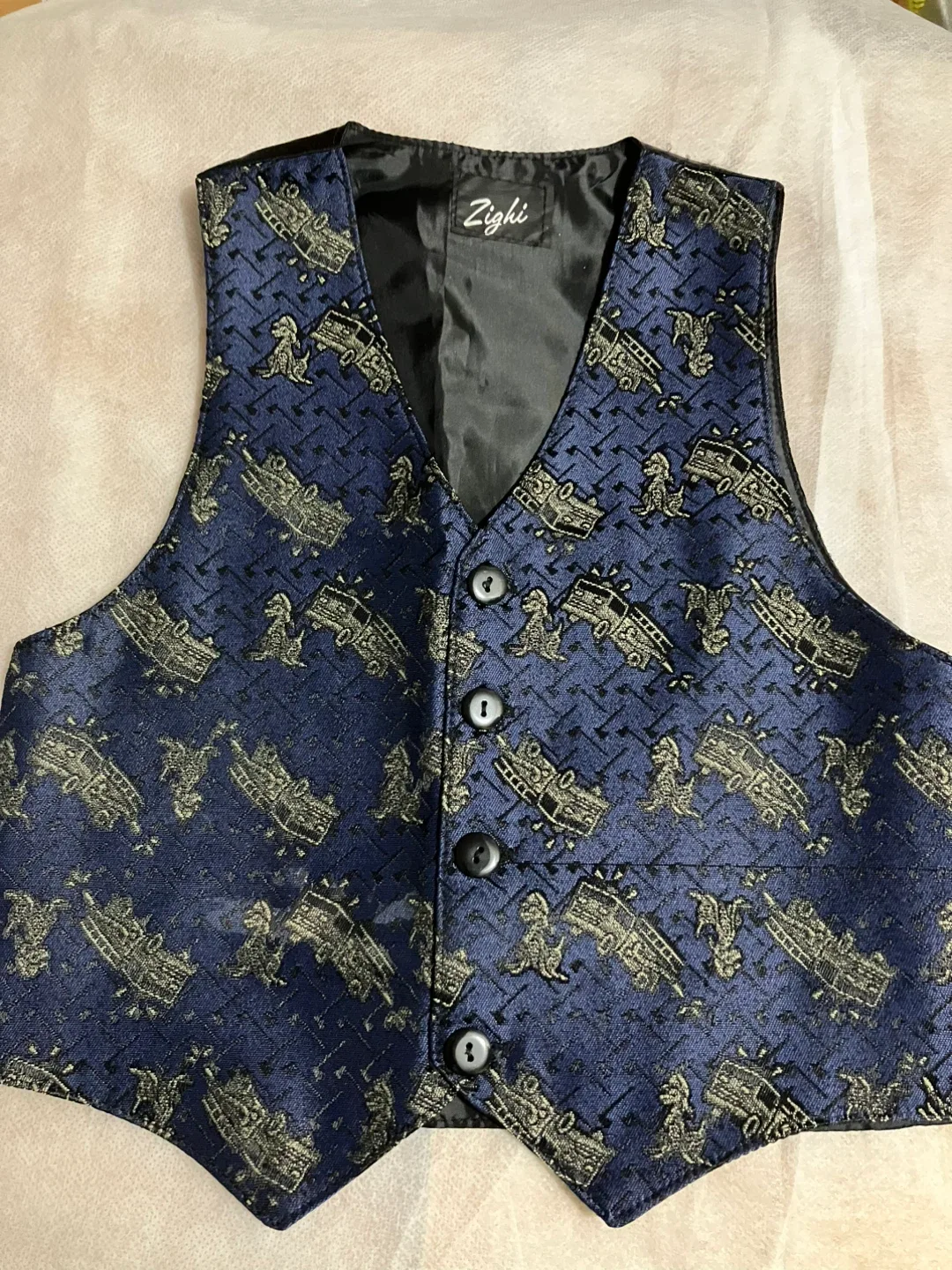 Zighi Vest - Navy with Firetruck Pattern thumbnail