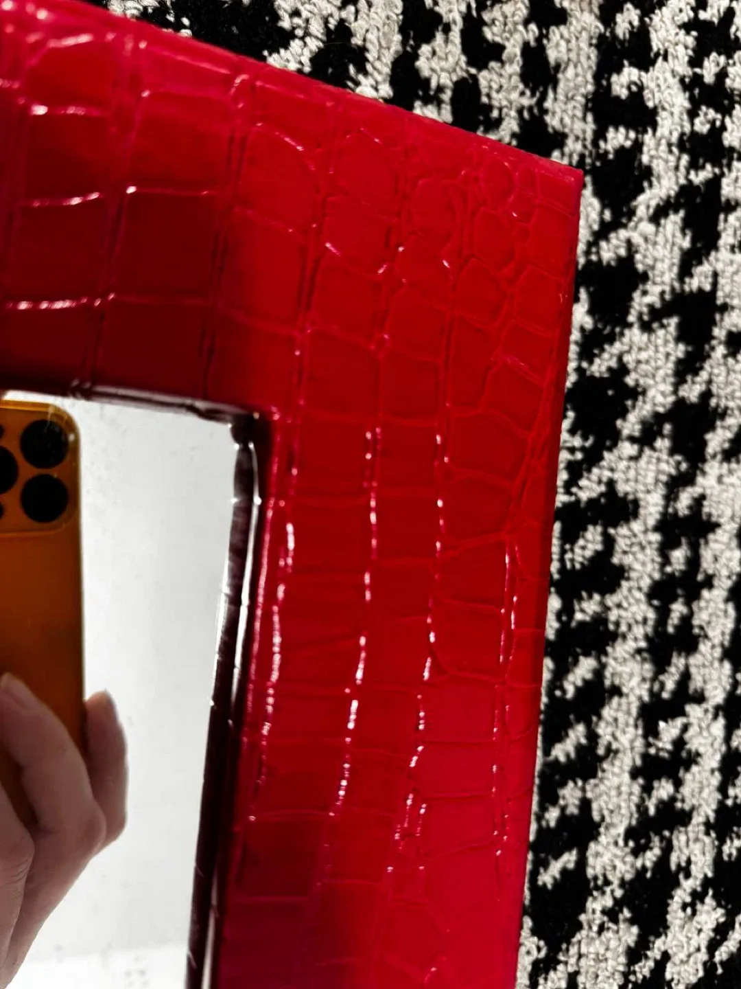 Red Croc Leather Jewelry Cabinet w/ Mirror – Open Box image indicator(4)