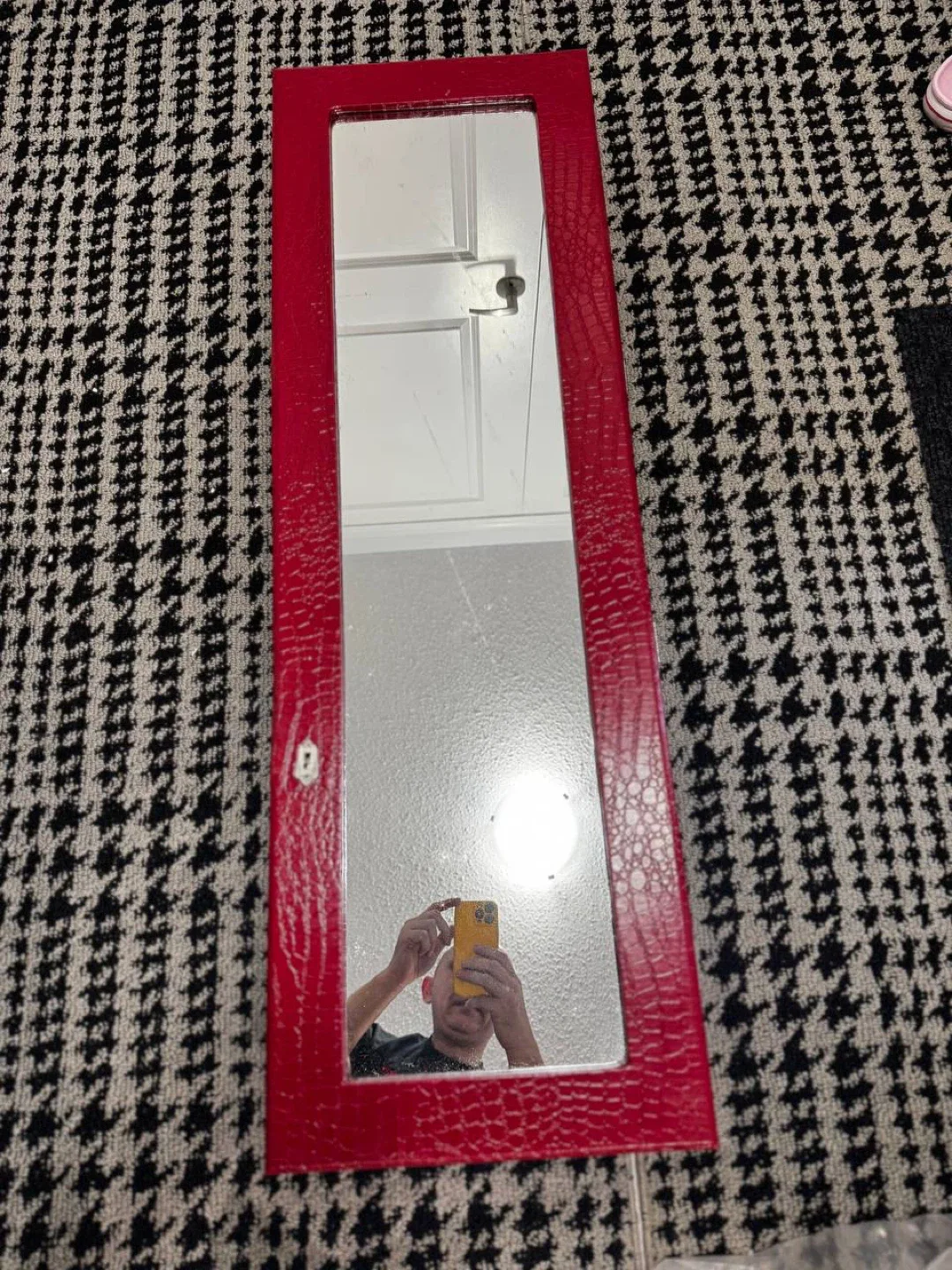 Red Croc Leather Jewelry Cabinet w/ Mirror – Open Box image indicator(2)