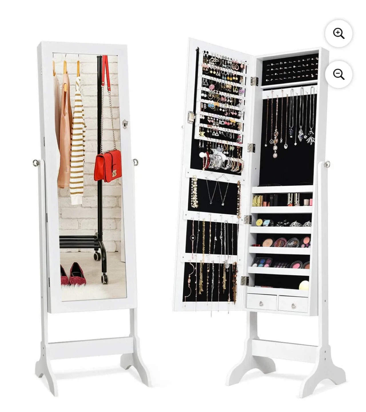 Red Croc Leather Jewelry Cabinet w/ Mirror – Open Box image indicator(9)