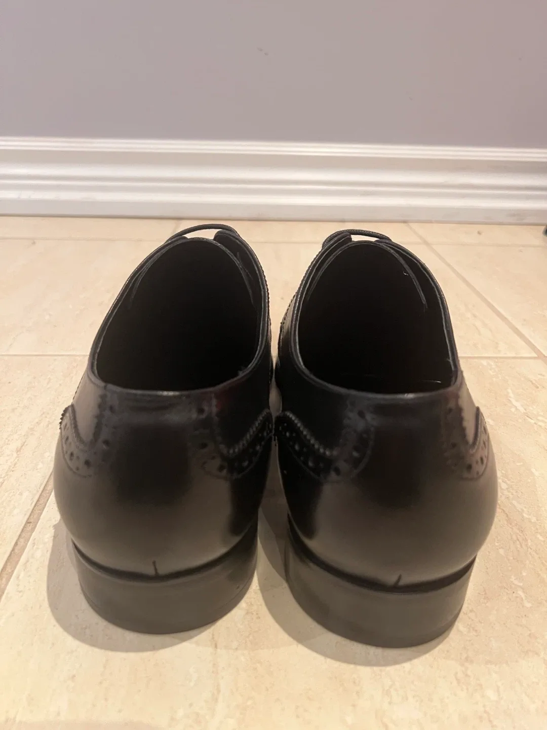 Gifennse Black Leather Wingtip Dress Shoes image indicator(4)