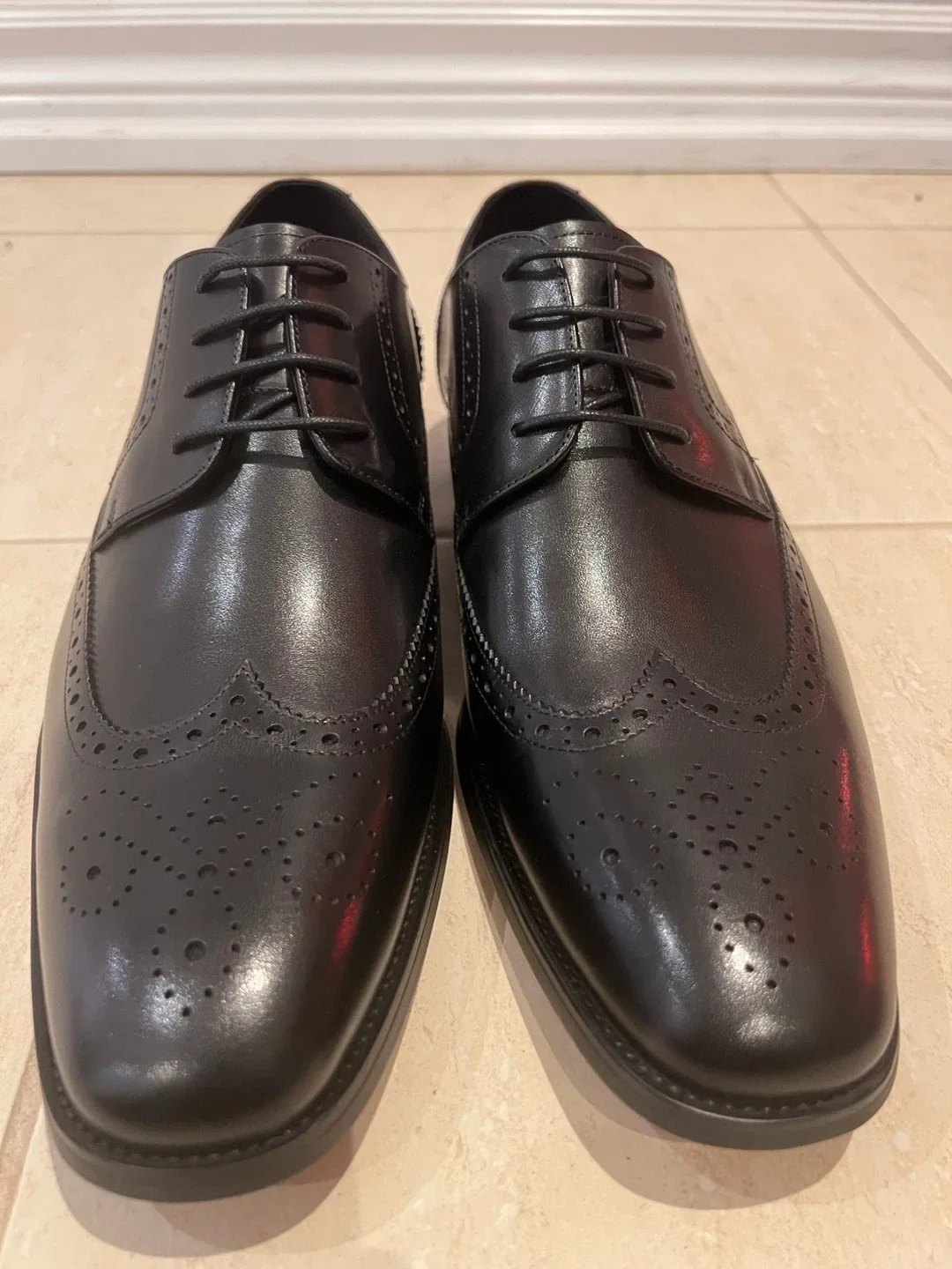 Gifennse Black Leather Wingtip Dress Shoes image indicator(3)
