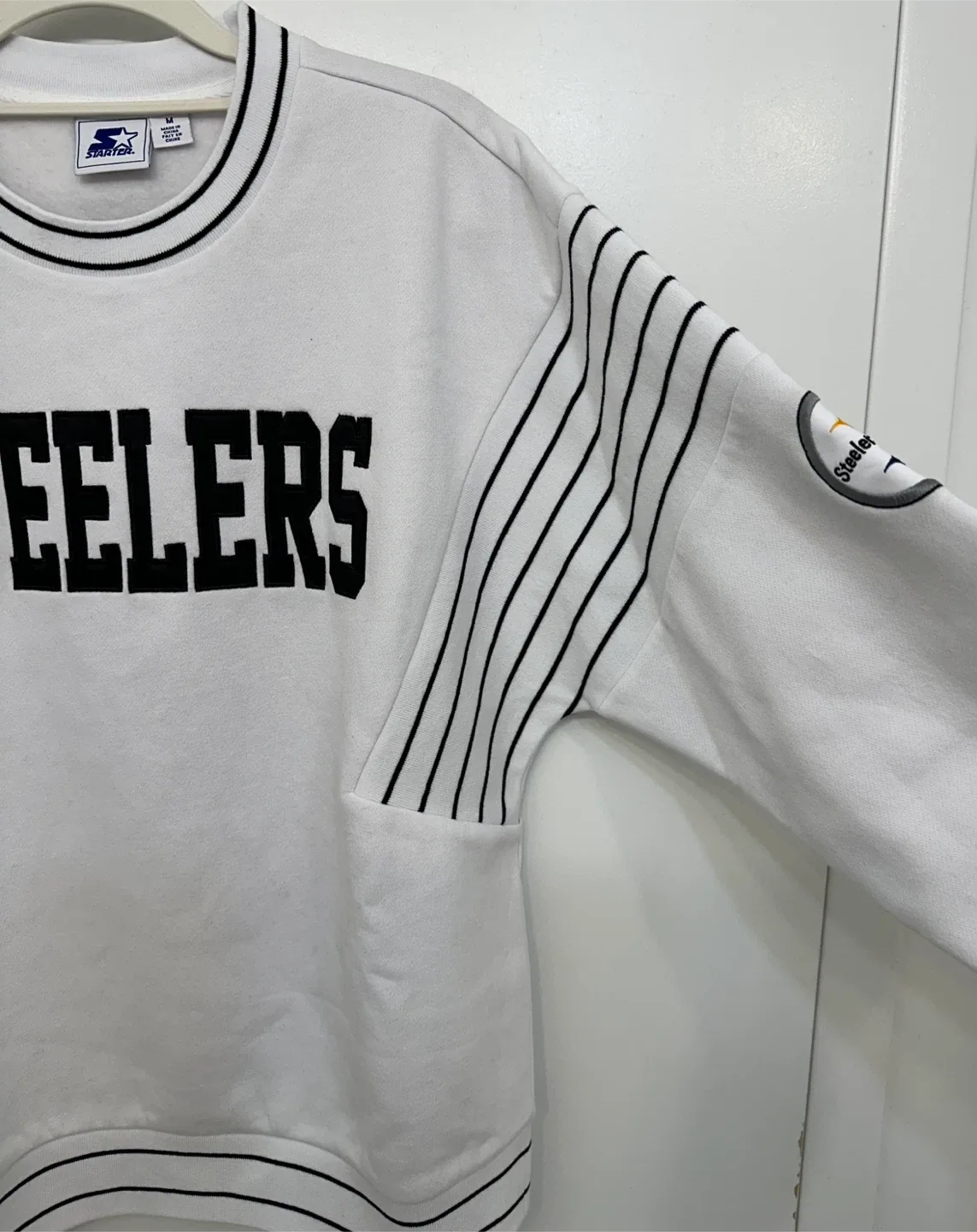 Starter Steelers White Crewneck - Size M image indicator(3)