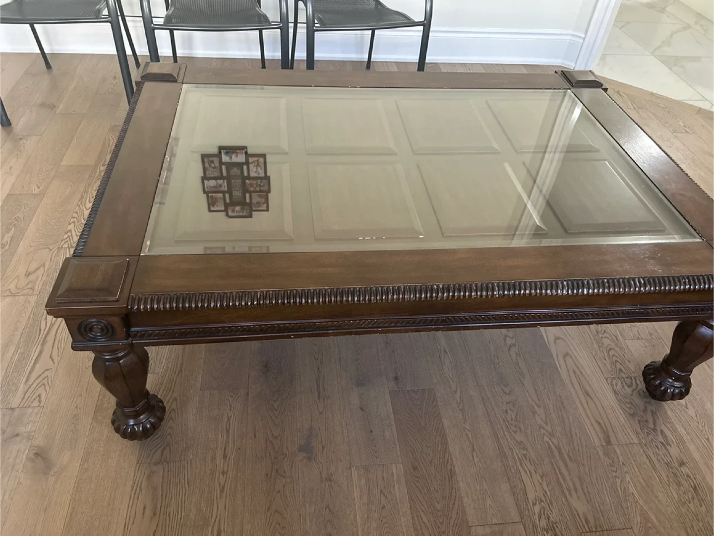 Brown Wood Coffee Table with Glass Top image indicator(2)