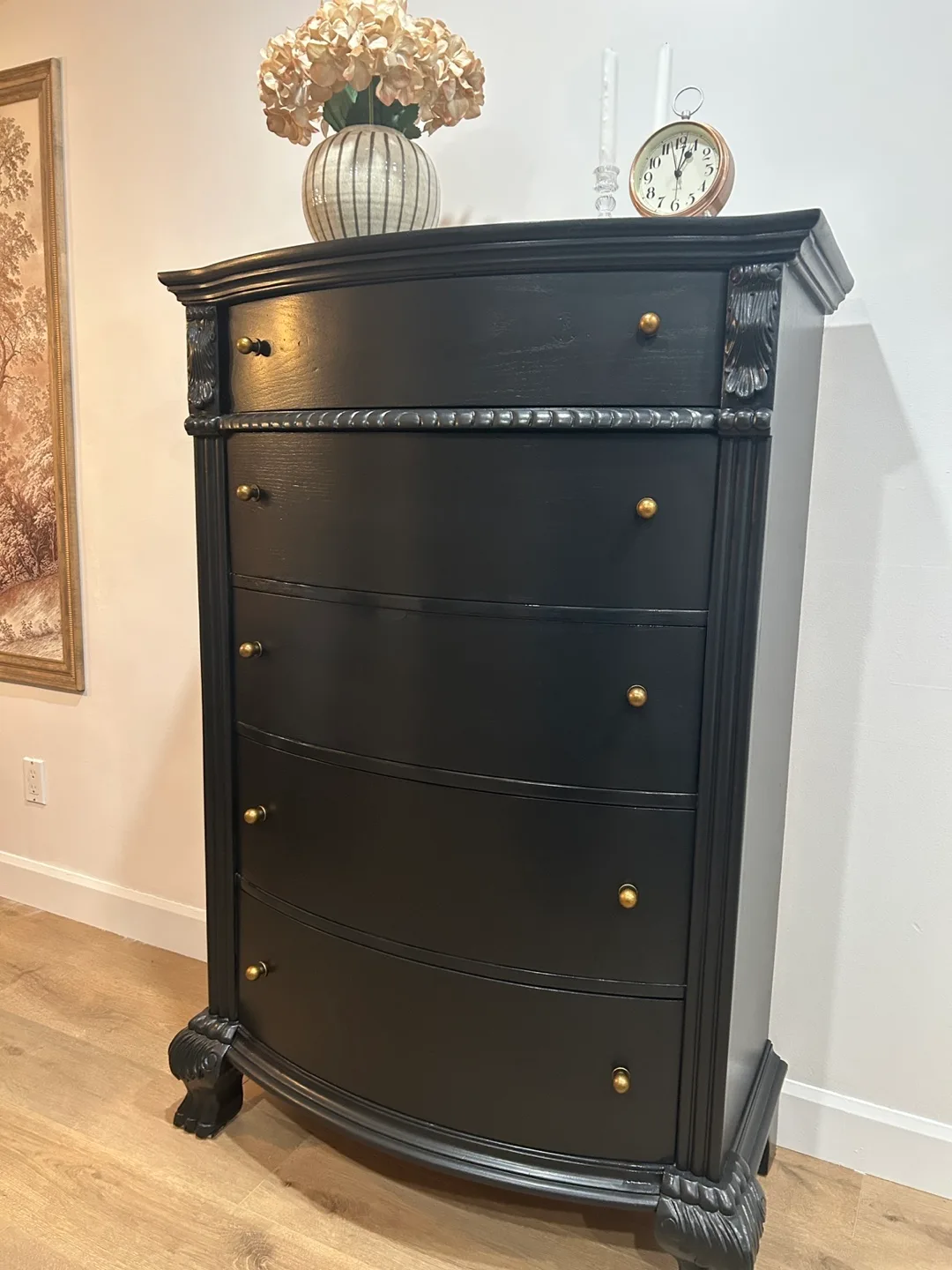 Refinished Black Antique 5-Drawer Dresser image indicator(3)