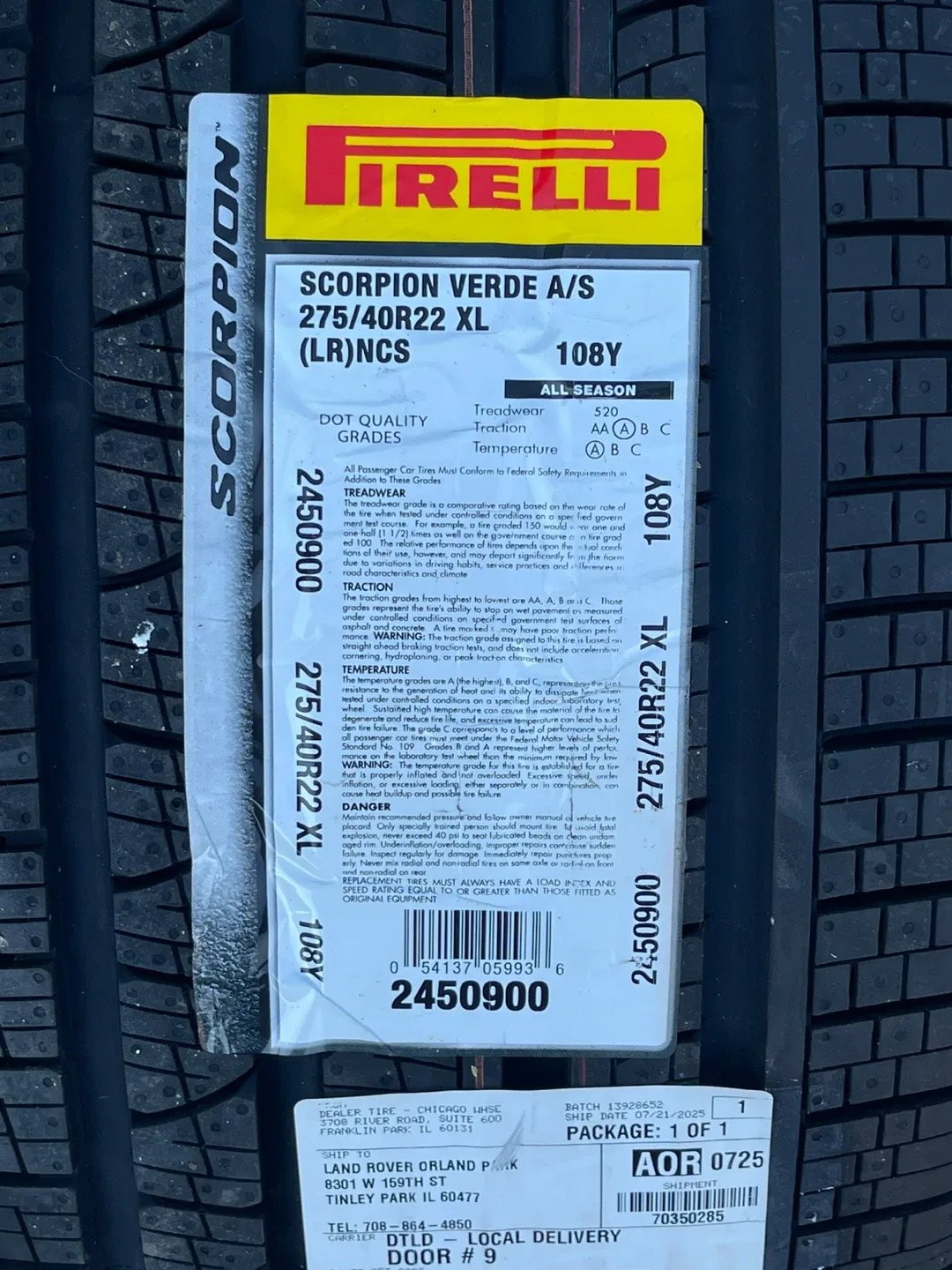 Pirelli Scorpion Verde A/S 275/40R22 XL Tire image indicator(3)