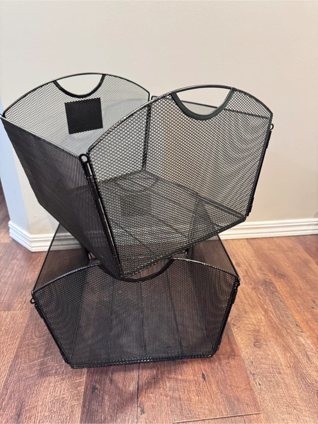 Black Metal Mesh Stackable Baskets - photo 2