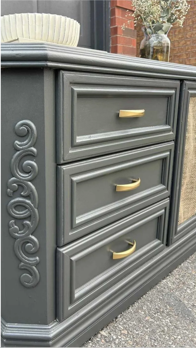Grey Wooden Dresser with Gold Handles image indicator(3)