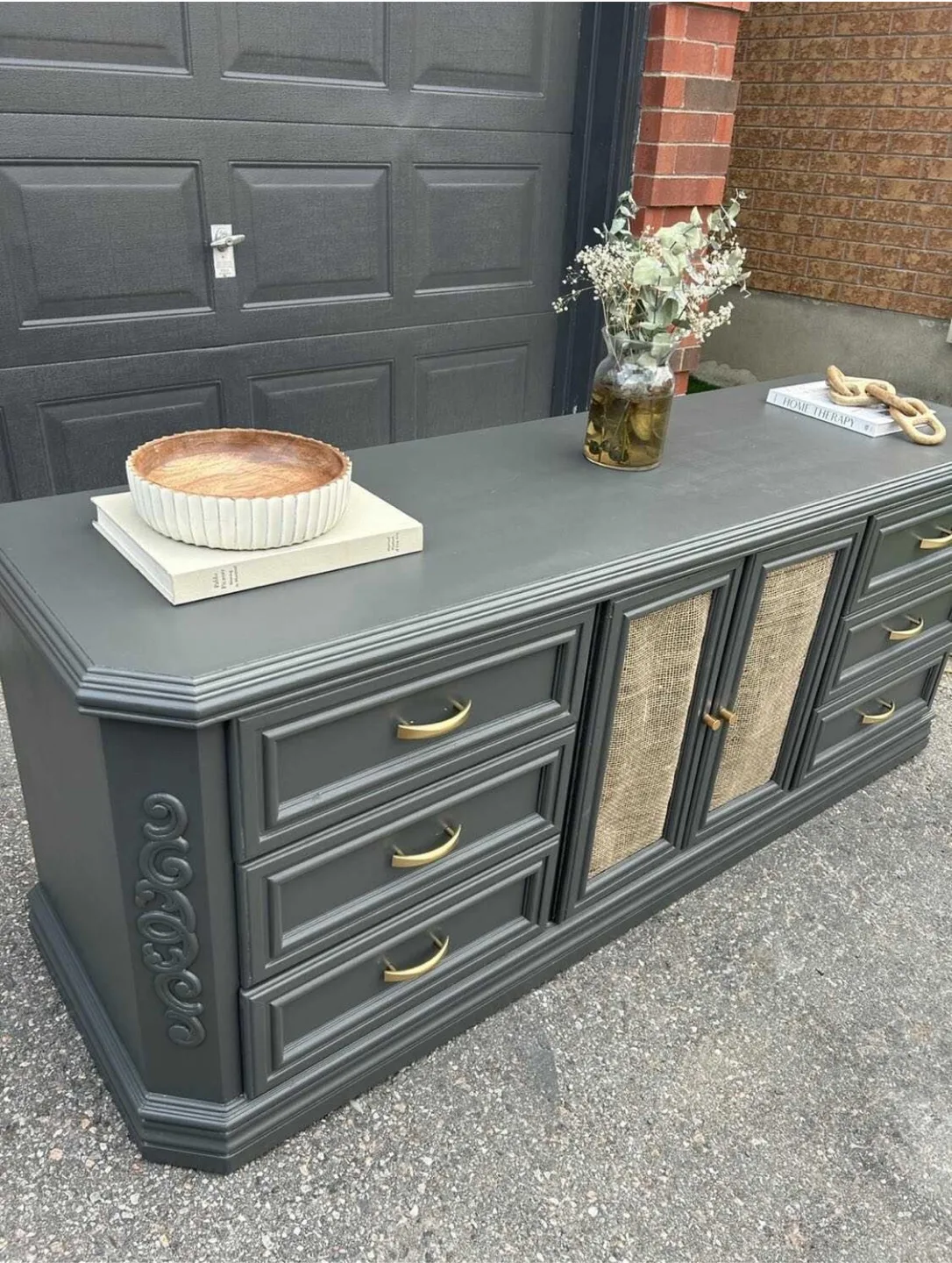 Grey Wooden Dresser with Gold Handles image indicator(5)