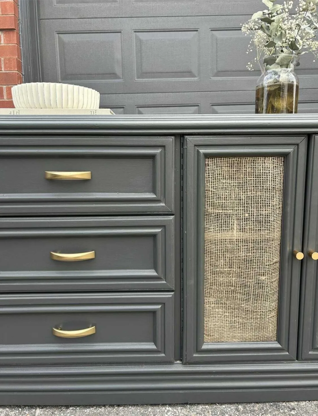 Grey Wooden Dresser with Gold Handles image indicator(4)