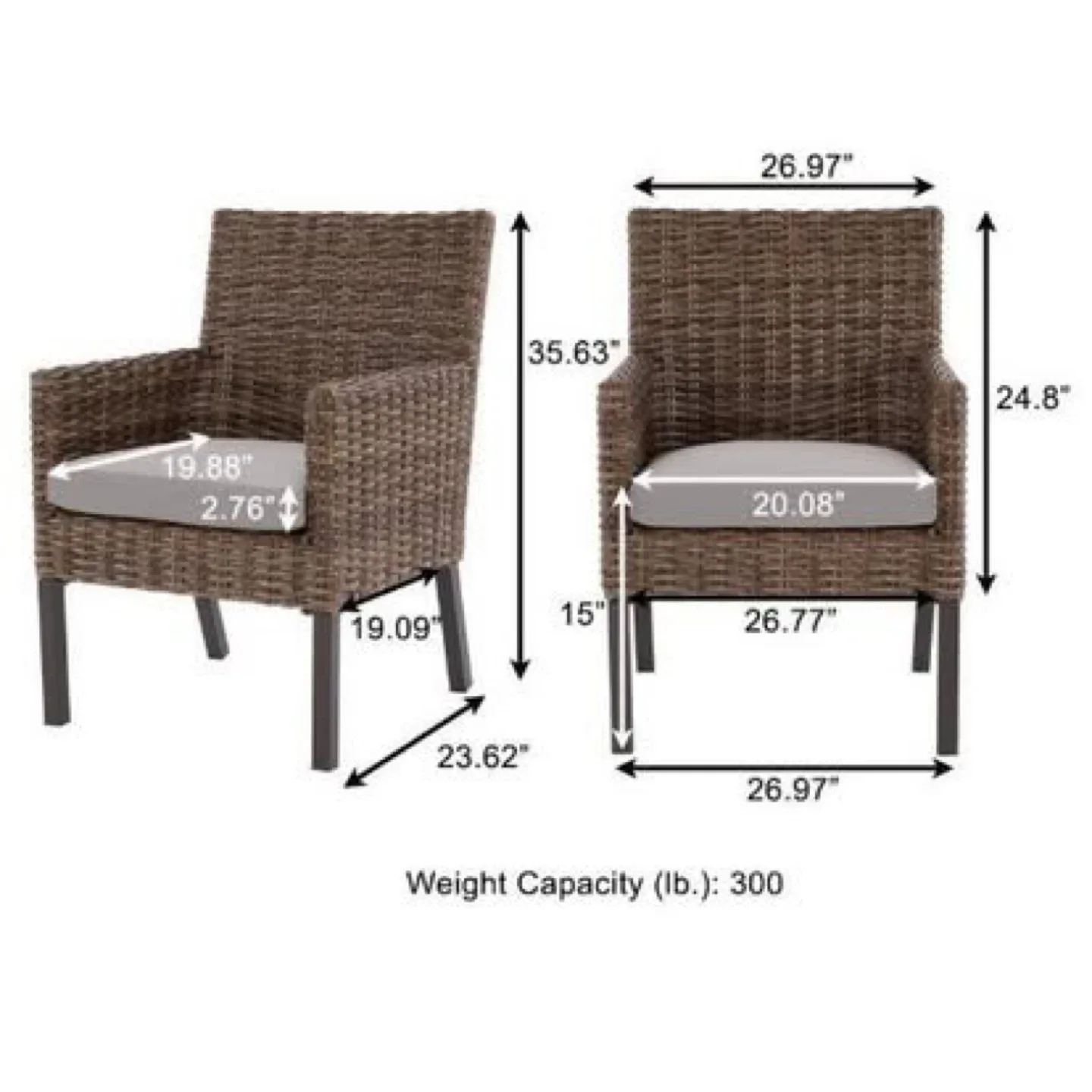 Wicker Patio Armchair with Cushion set of 4 image indicator(2)