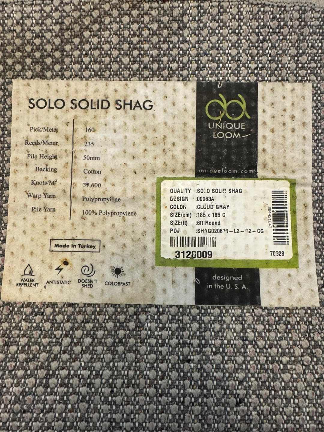 Unique Loom Solo Solid Shag Rug - 6ft Round - photo 2