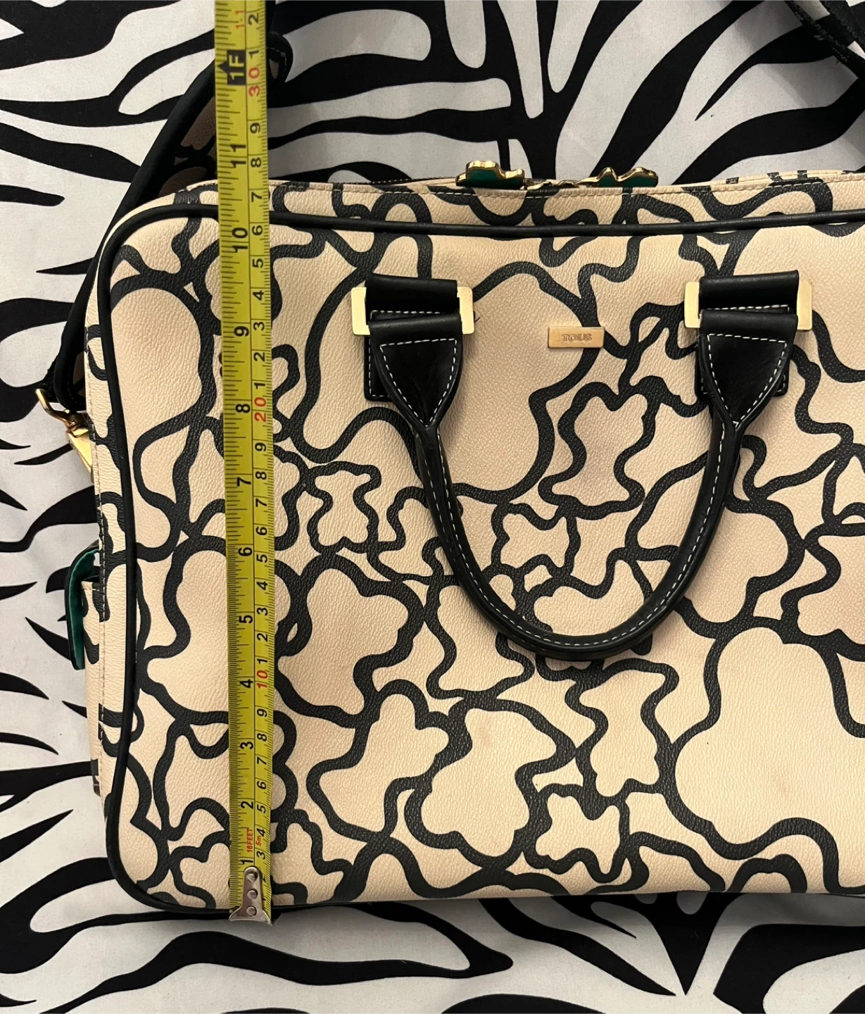 🧸🖤 TOUS Kaos Pix laptop briefcase in beige and black print 🖤🧸 - photo 3