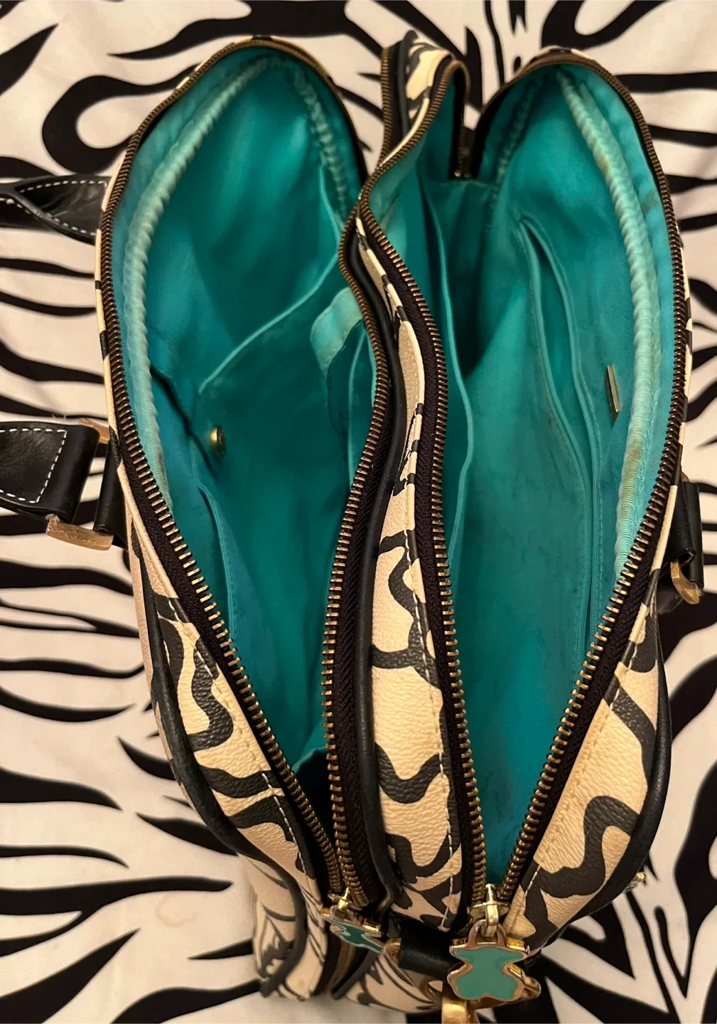 🧸🖤 TOUS Kaos Pix laptop briefcase in beige and black print 🖤🧸 image indicator(9)