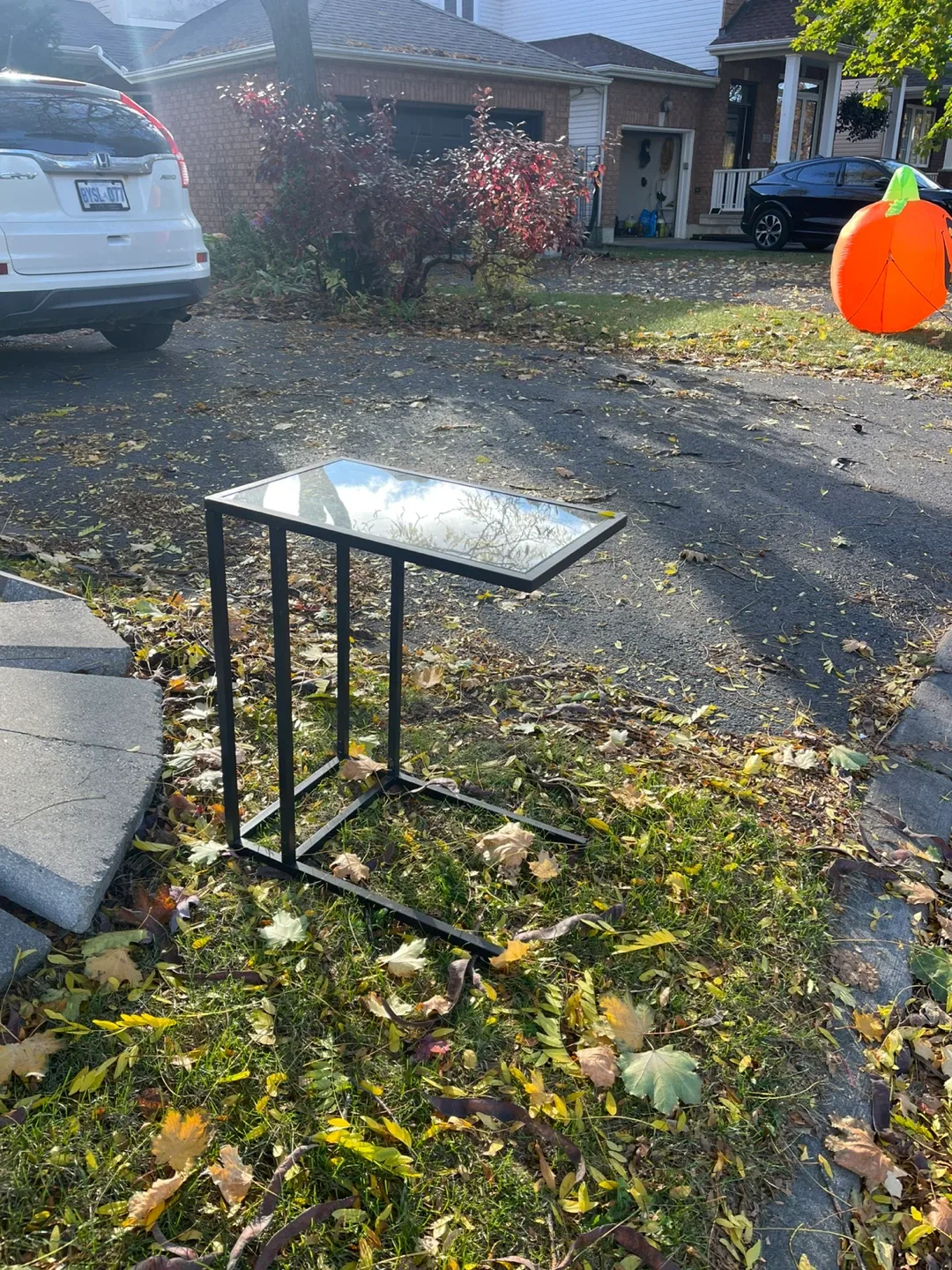 Black Metal & Glass Side Table from IKEA