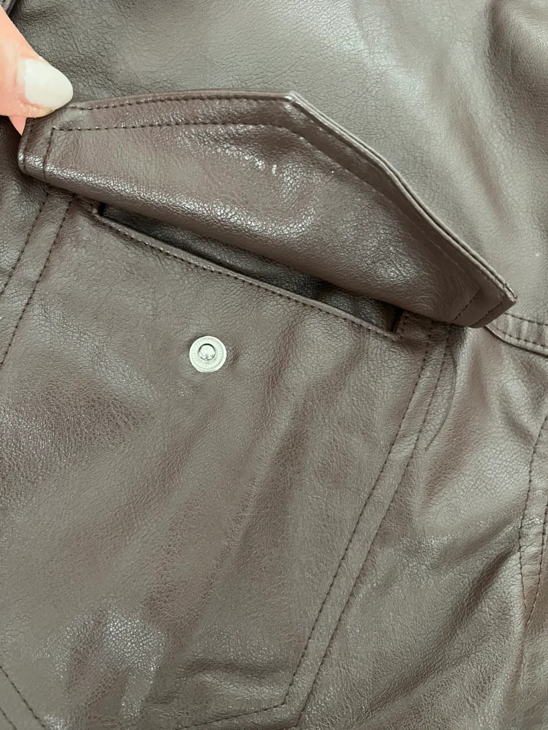 Brown Faux Leather Cropped Jacket image indicator(6)