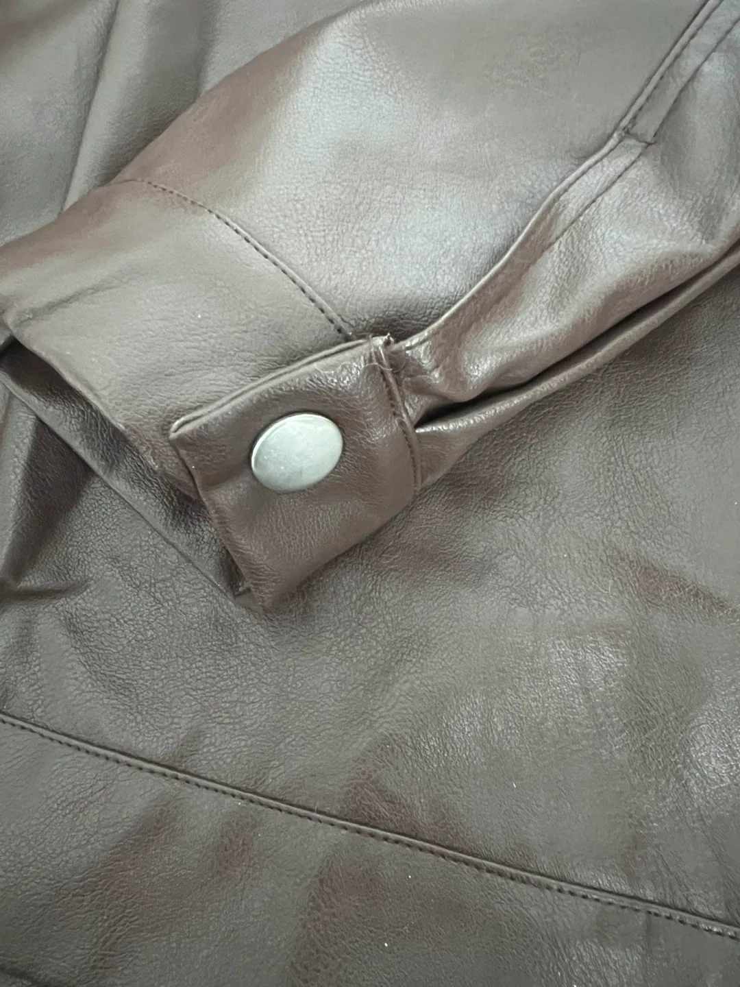 Brown Faux Leather Cropped Jacket image indicator(9)