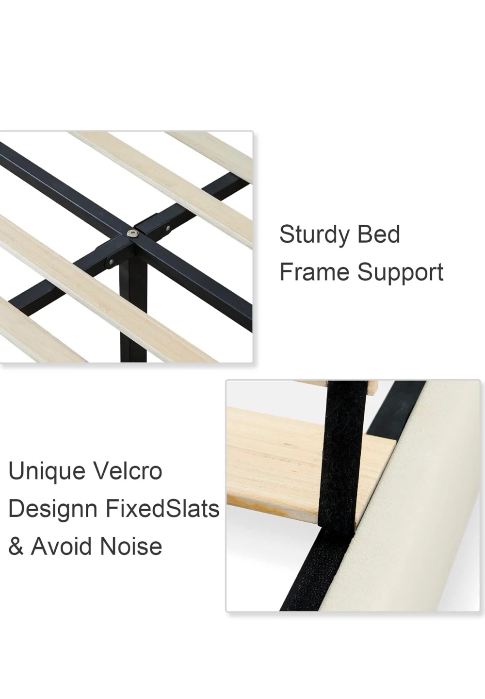 Queen Size Bed Frame with Fleece Headboard - photo 3