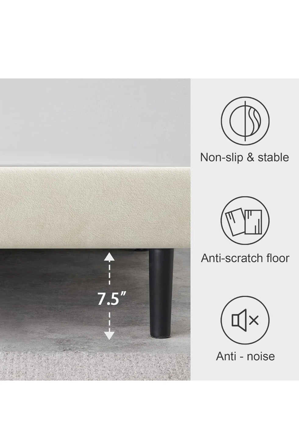 Queen Size Bed Frame with Fleece Headboard - photo 4