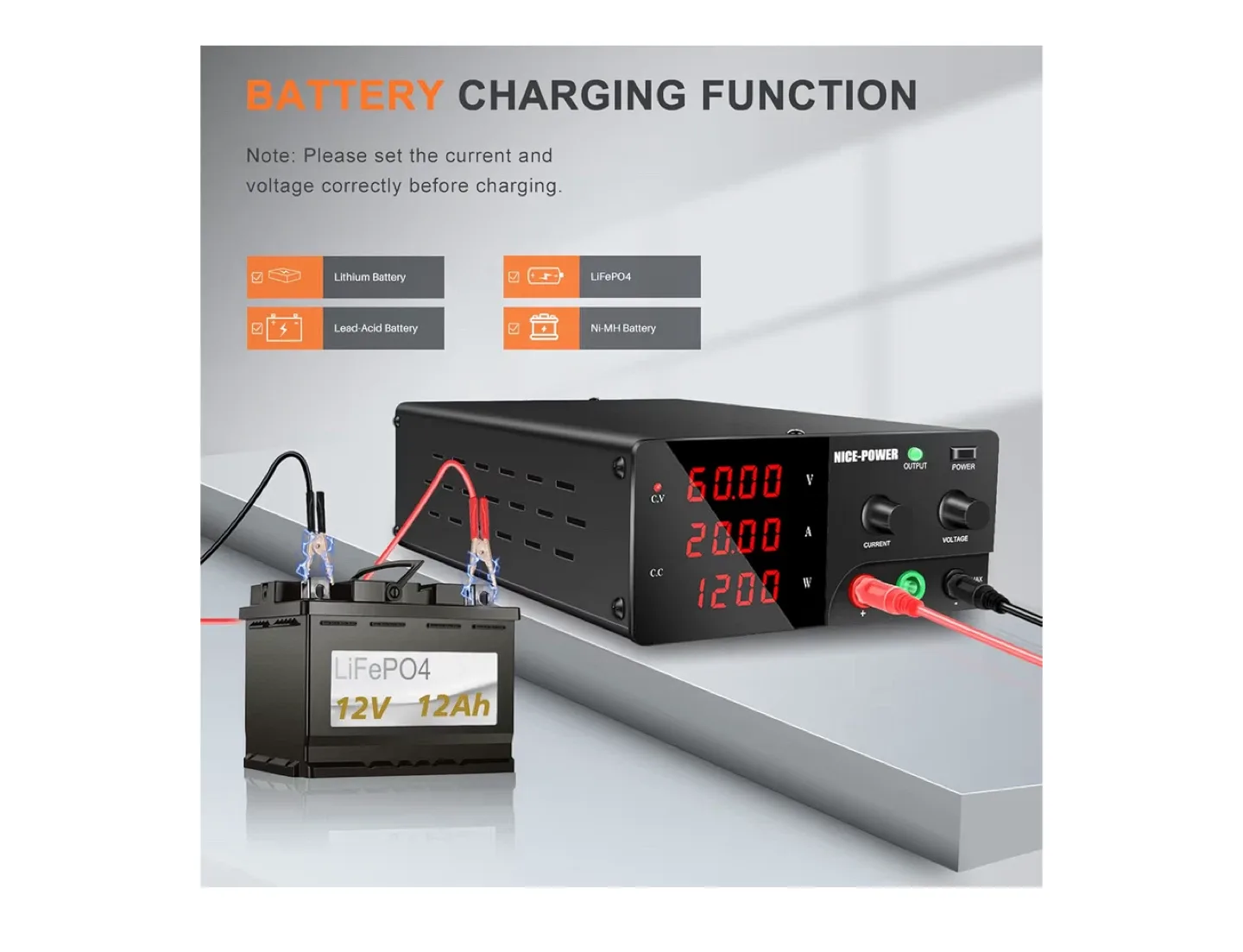NICE-POWER 60V 20A 1200W DC Power Supply thumbnail