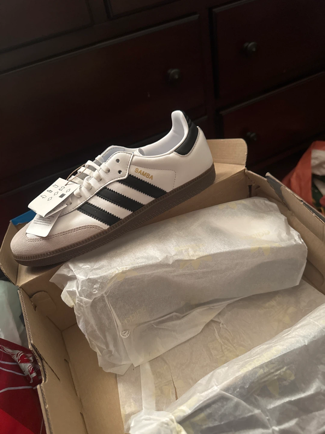 New Adidas Samba OG J White/Black Size 7 - photo 3