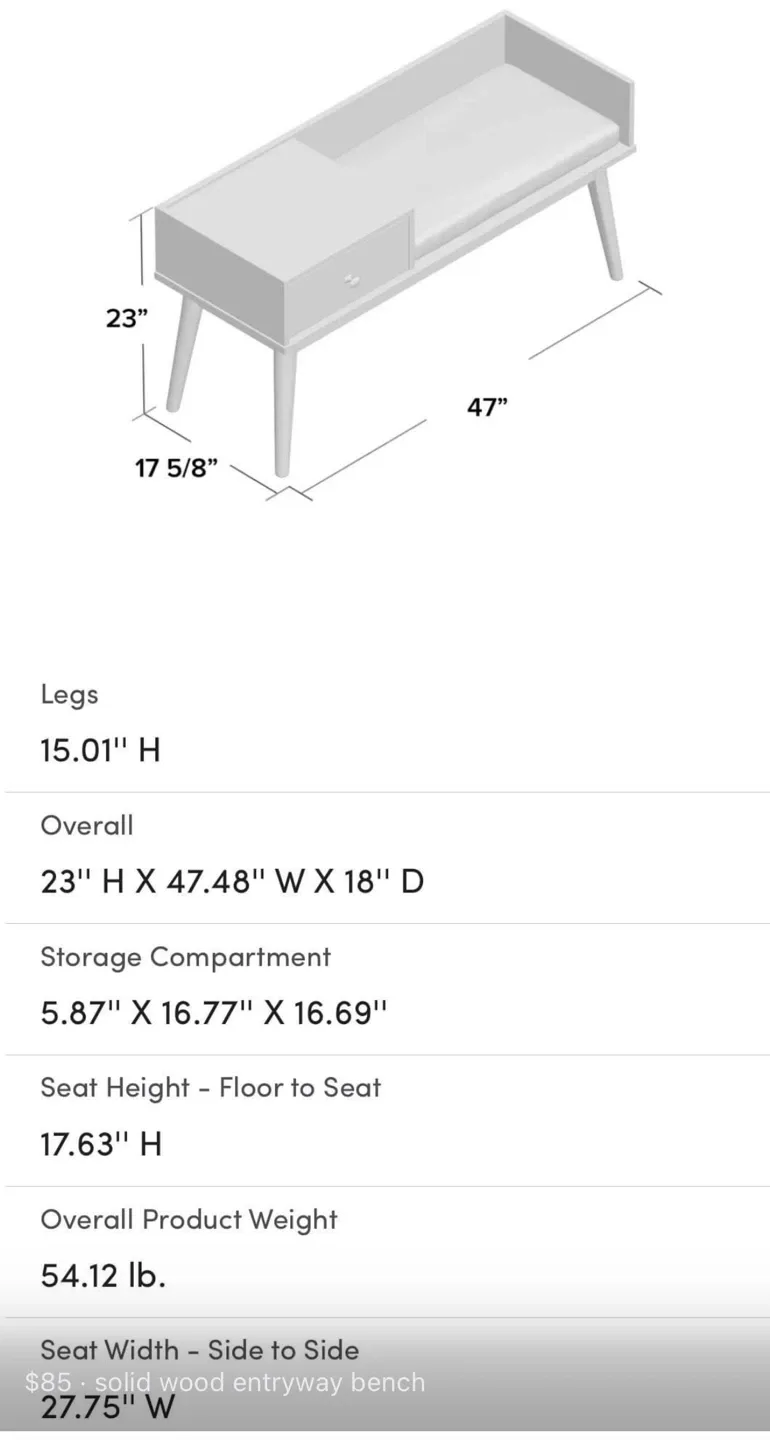 Solid wood entryway bench image indicator(4)