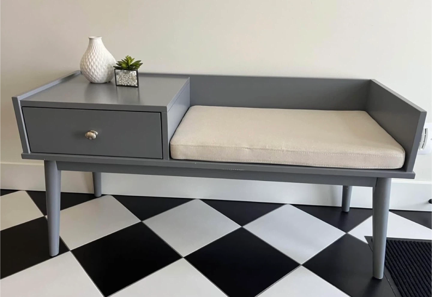 Solid wood entryway bench