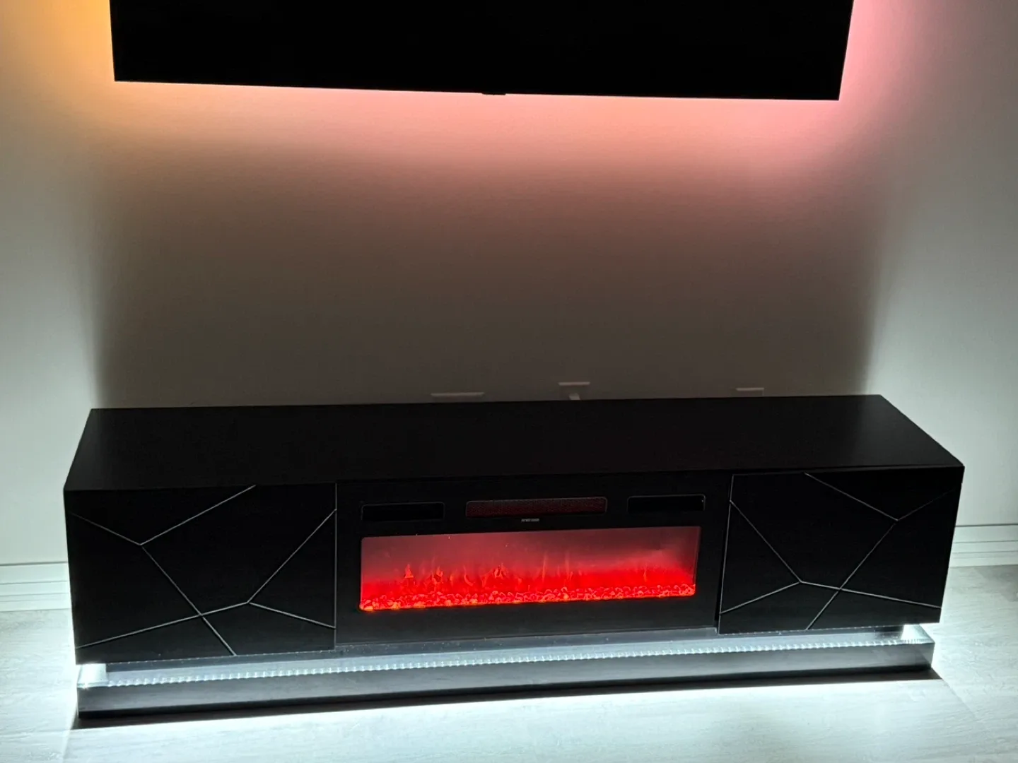 Black Electric Fireplace TV Stand