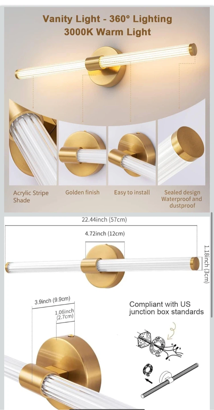 Modern Gold Vanity Light - 360° Lighting - photo 5