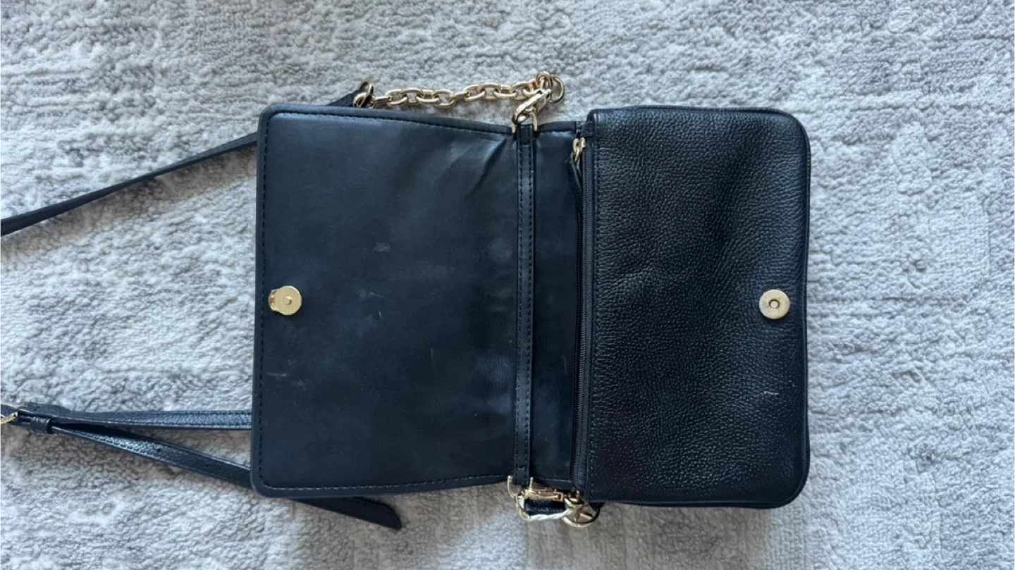 Michael Kors Black Leather Crossbody Bag image indicator(3)