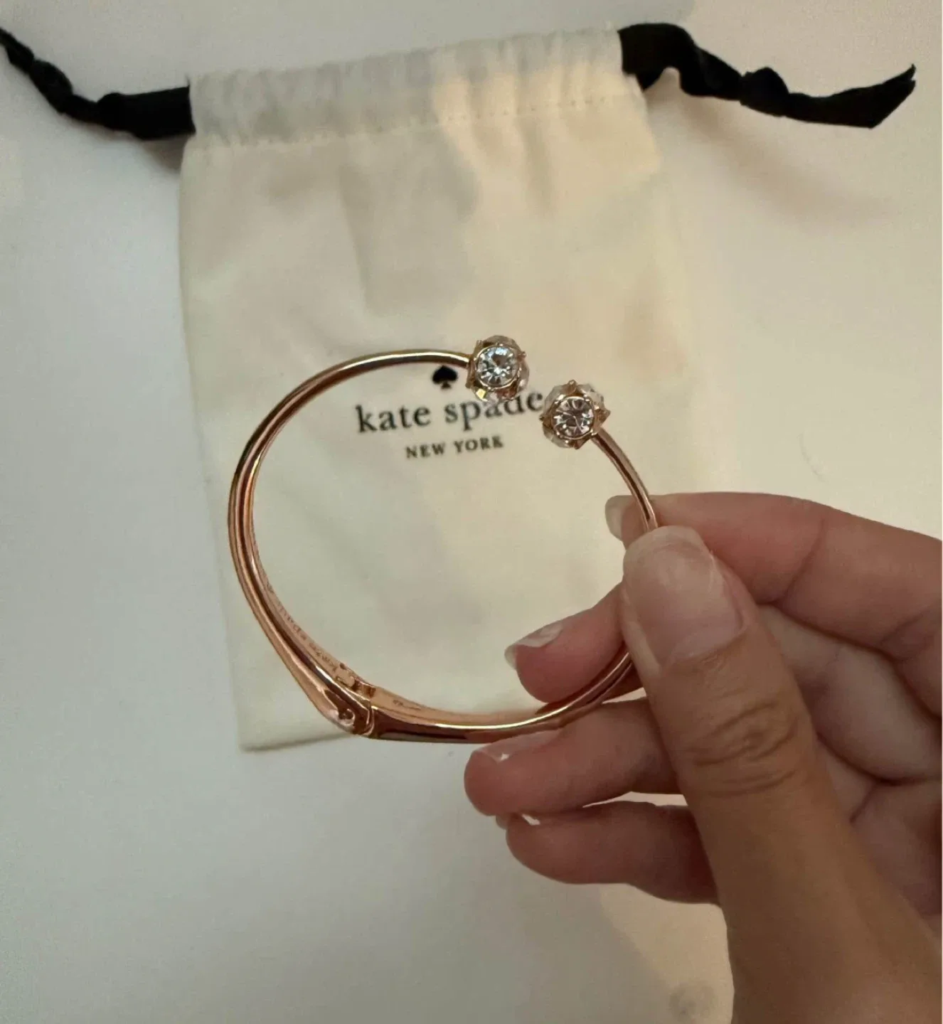 Kate Spade Rose Gold Crystal Hinge Bangle image indicator(2)