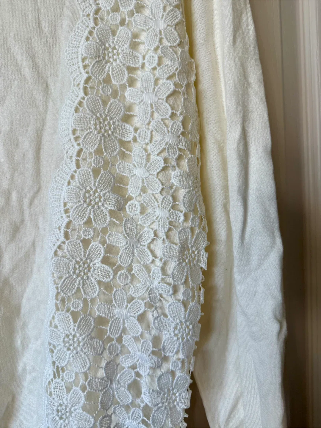 J.Crew Cream Lace Long Sleeve Top - Size L image indicator(2)