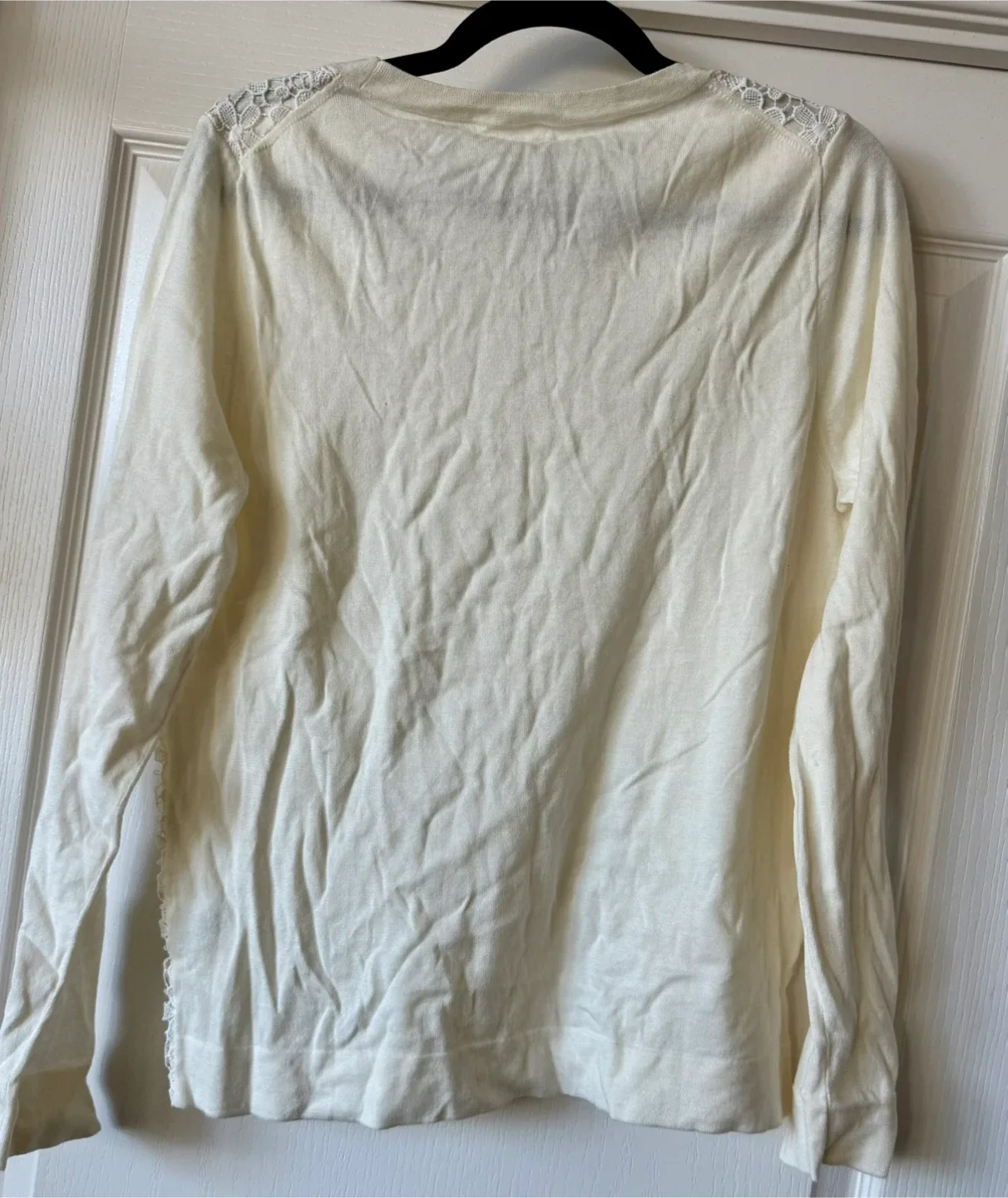 J.Crew Cream Lace Long Sleeve Top - Size L image indicator(4)