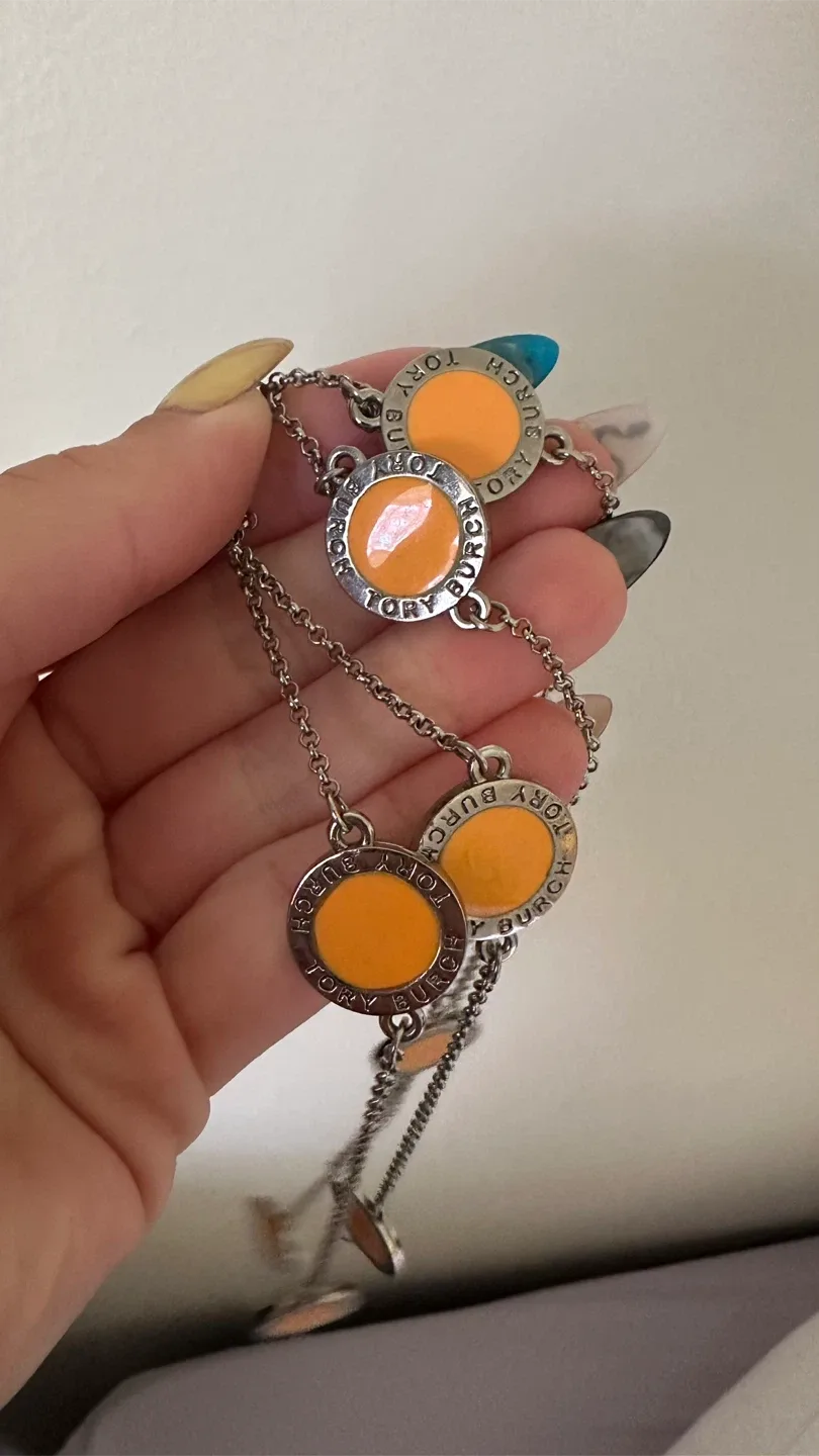 Tory Burch Necklace Orange & Silver thumbnail