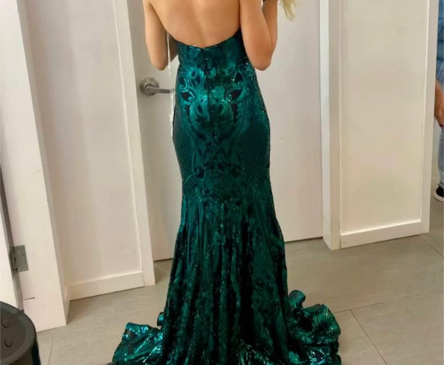 Sequin Embellished Strapless Formal Gown image indicator(2)