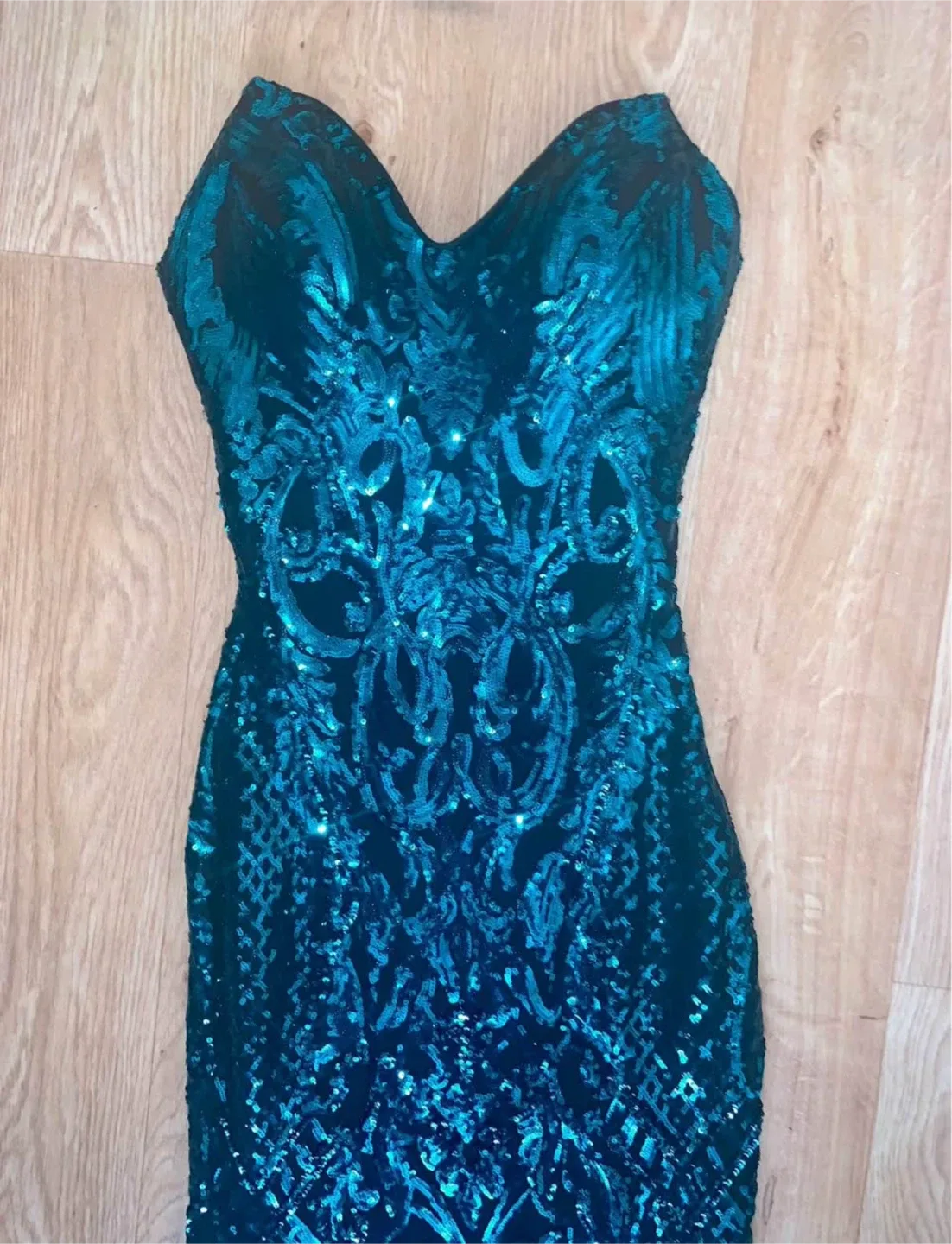 Sequin Embellished Strapless Formal Gown image indicator(3)