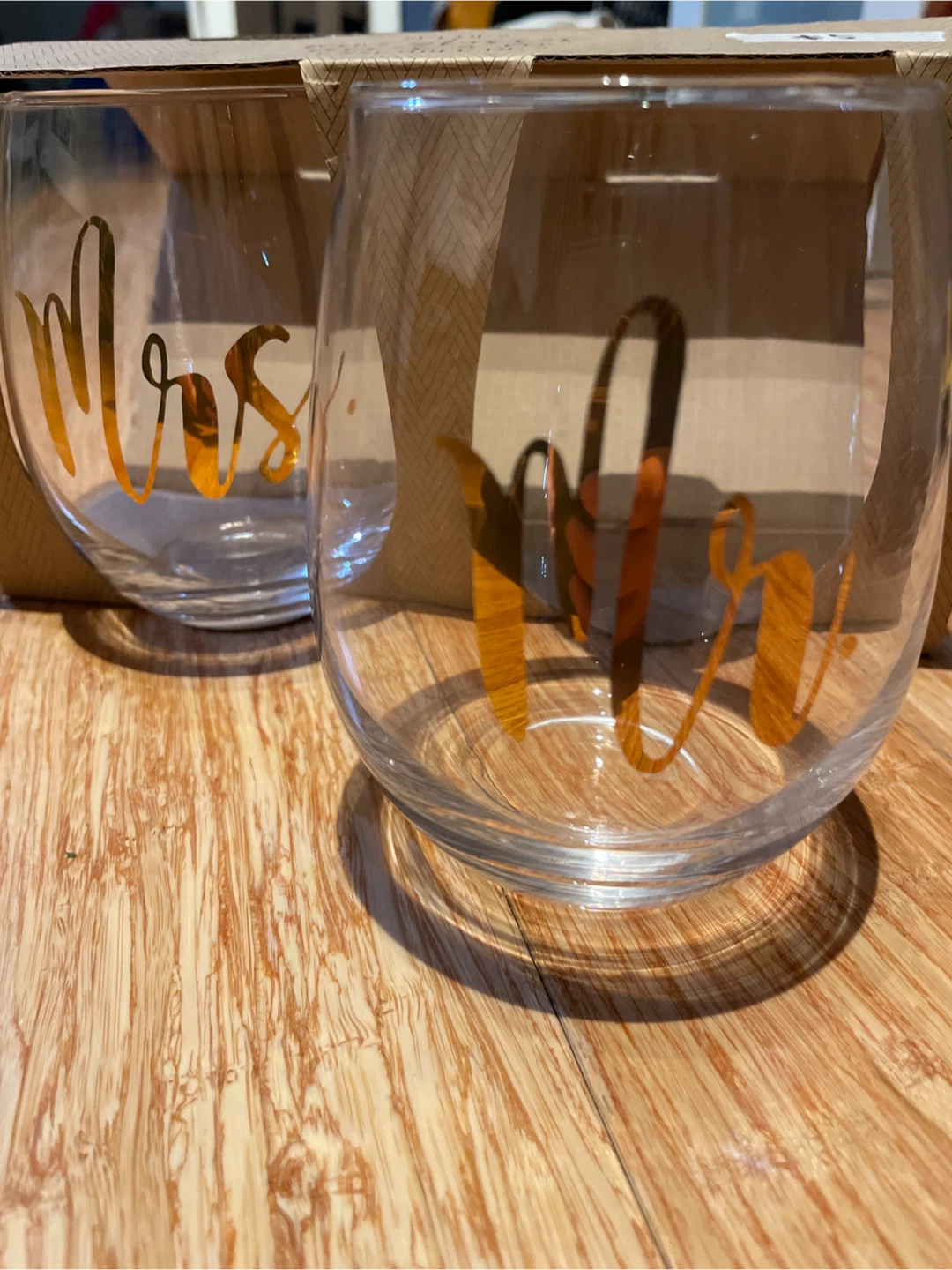 Mr. & Mrs. Stemless Wine Glass Set - New - photo 2
