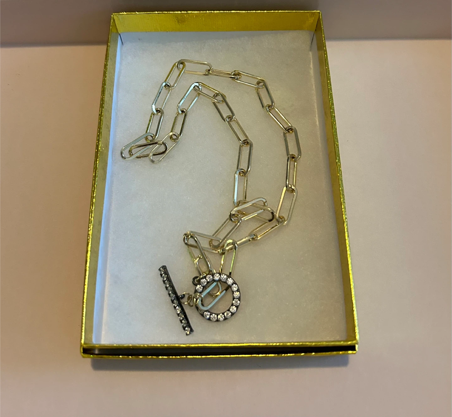 Gold plated Chain Paper clip link  Necklace