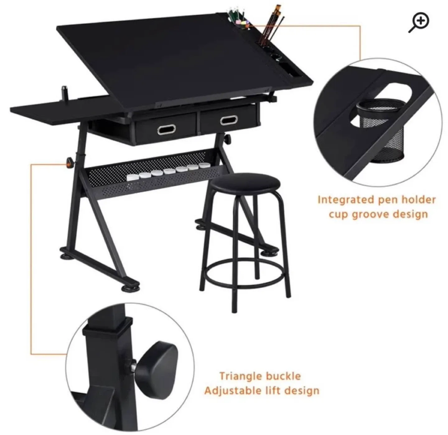 Adjustable Drafting Table Drawing Desk image indicator(8)