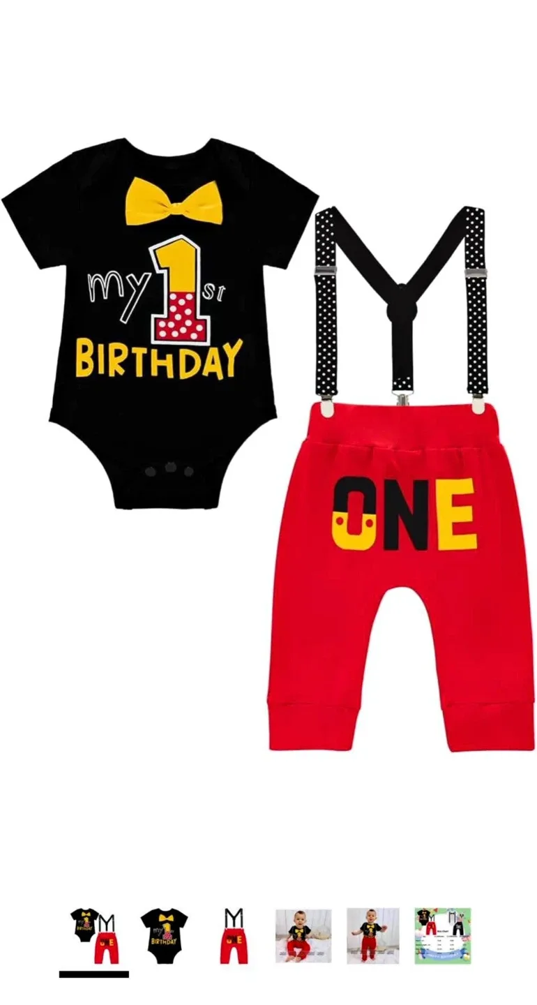 Mickey Mouse first birthday outfit image indicator(3)