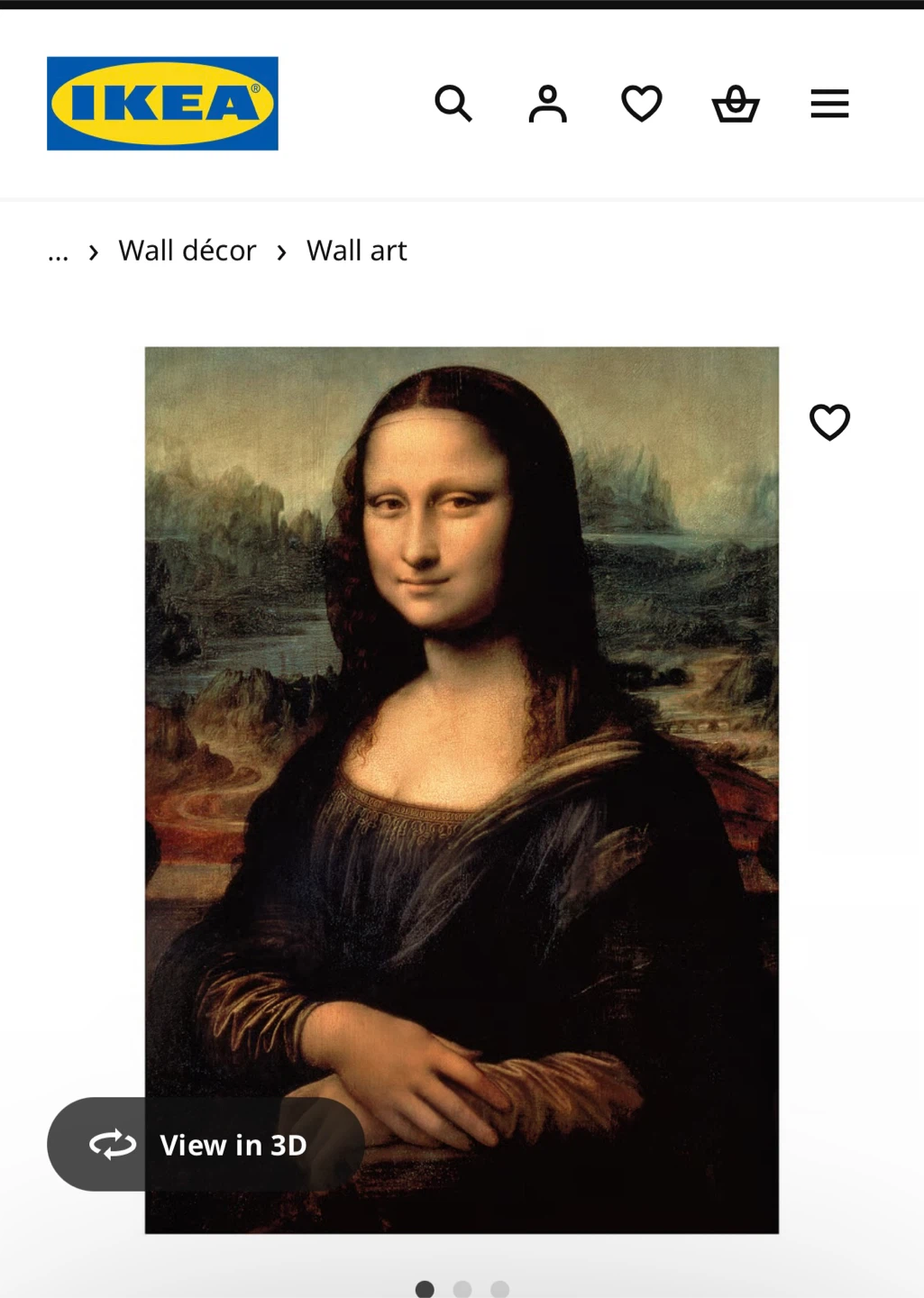 IKEA Mona Lisa Wall Art w/Black Frame