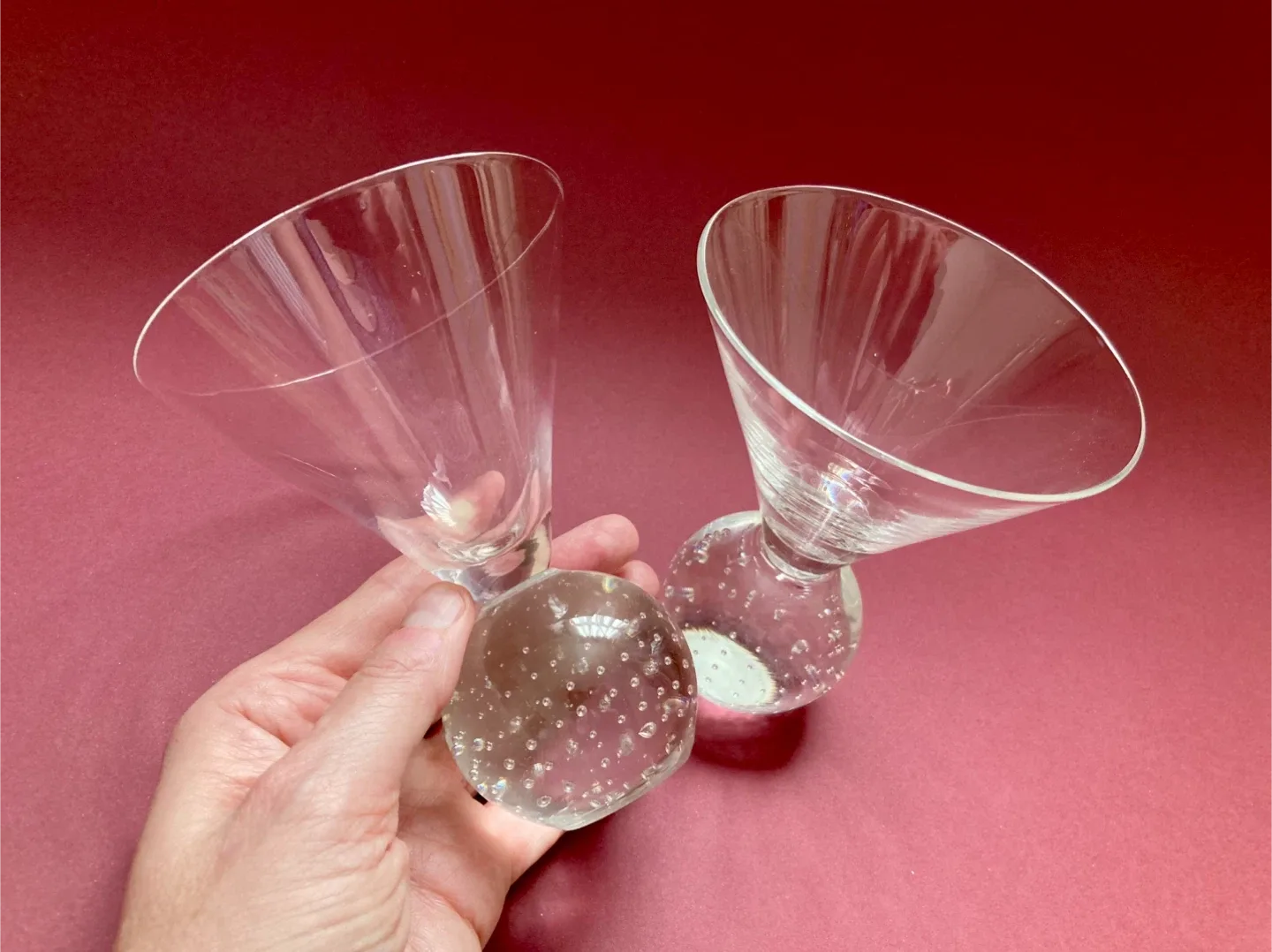 Pair of Vintage Bubble Base Martini Glasses image indicator(4)