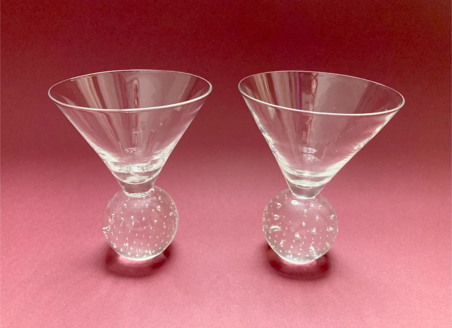 Pair of Vintage Bubble Base Martini Glasses image indicator(2)