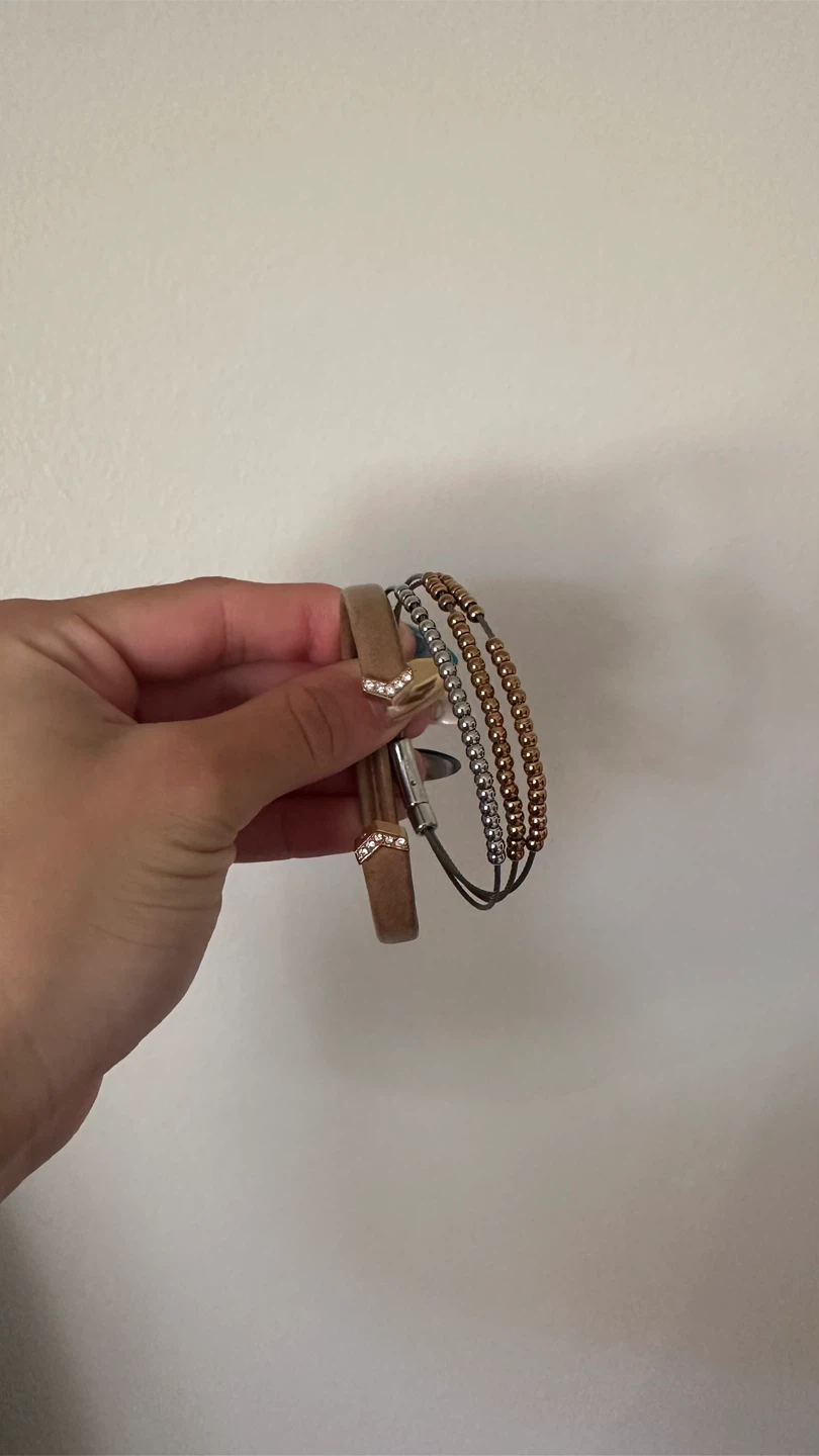 Fossil Bangle Bracelet - Rose Gold and Silver
