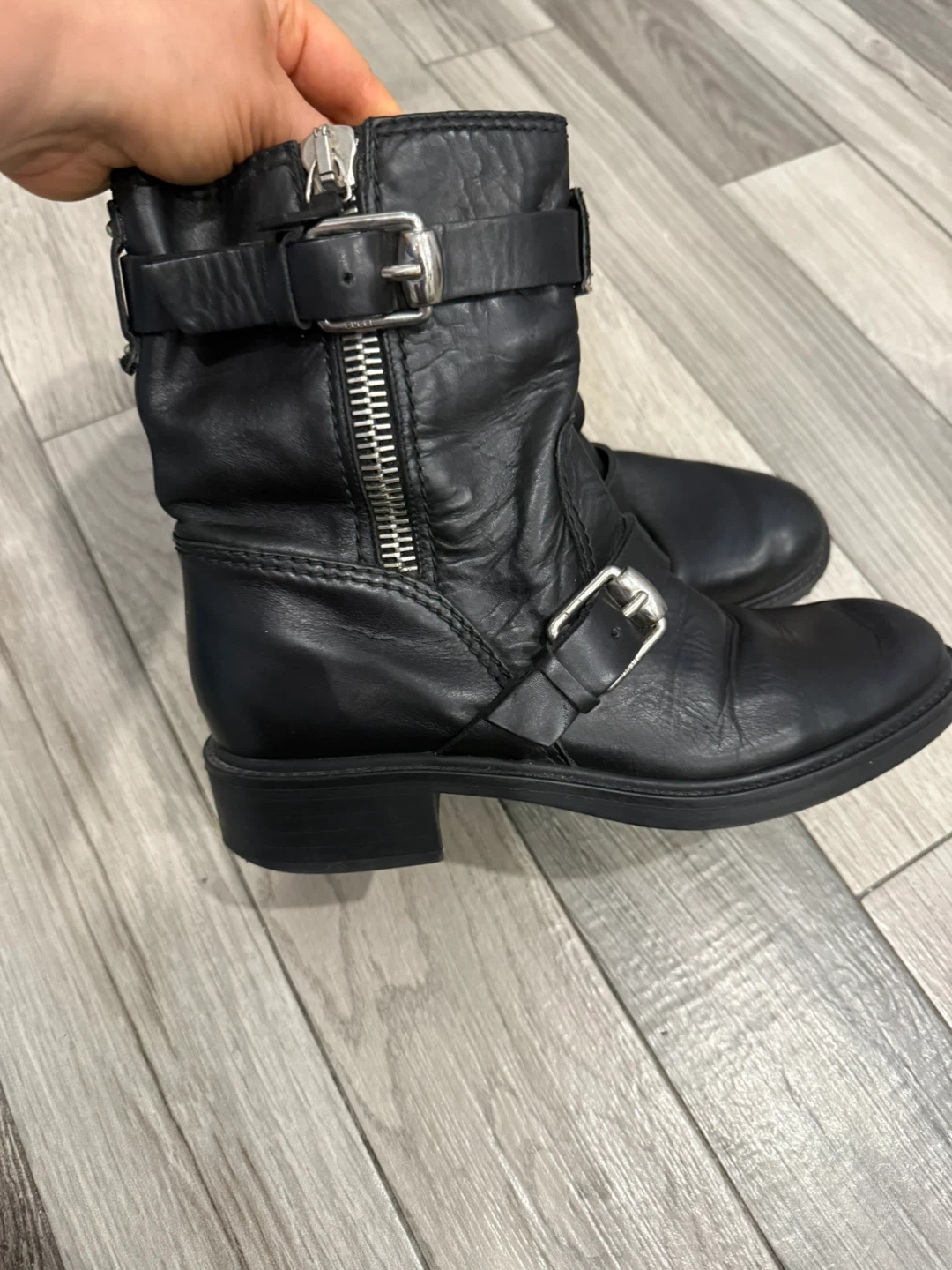 Gucci Black Leather Biker Boots