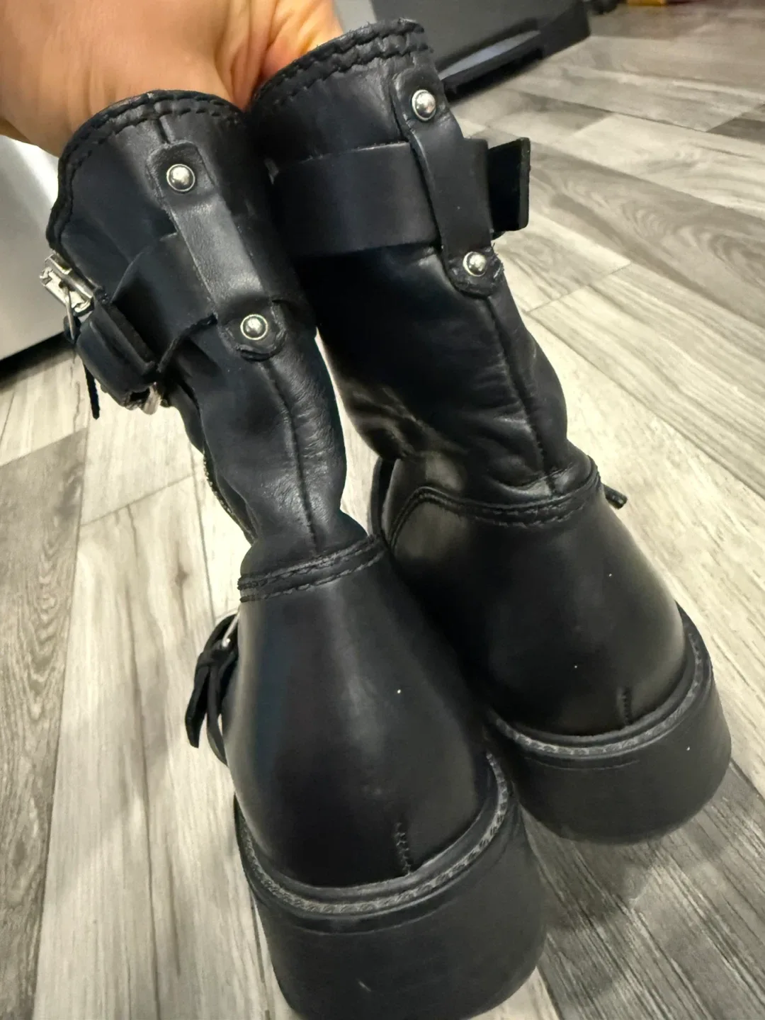 Gucci Black Leather Biker Boots image indicator(7)