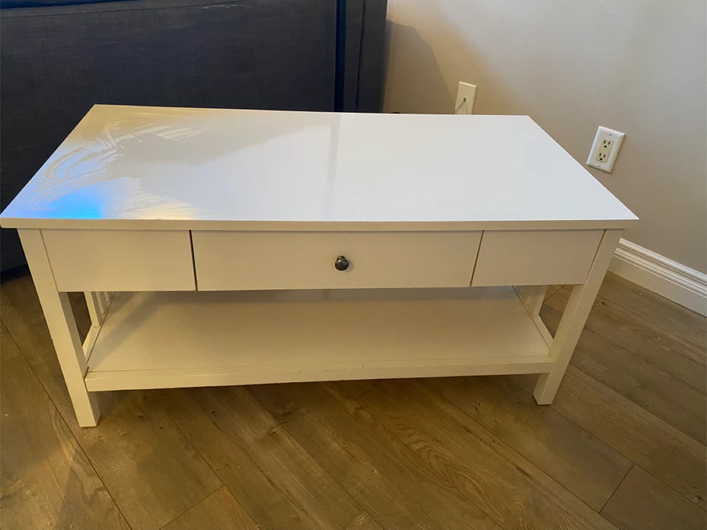 White Coffee Table with Drawers