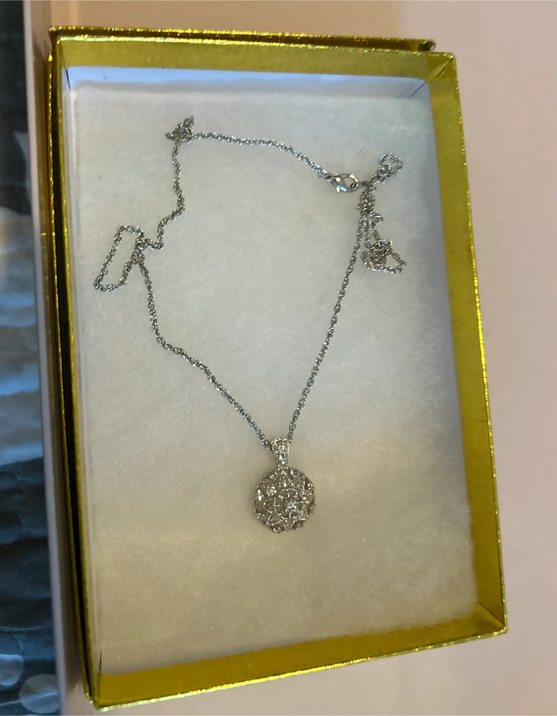 Silver Necklace with Round Pendant image indicator(2)