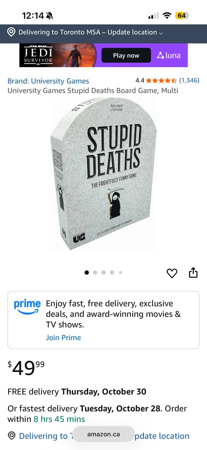 Stupid Deaths Board Game thumbnail