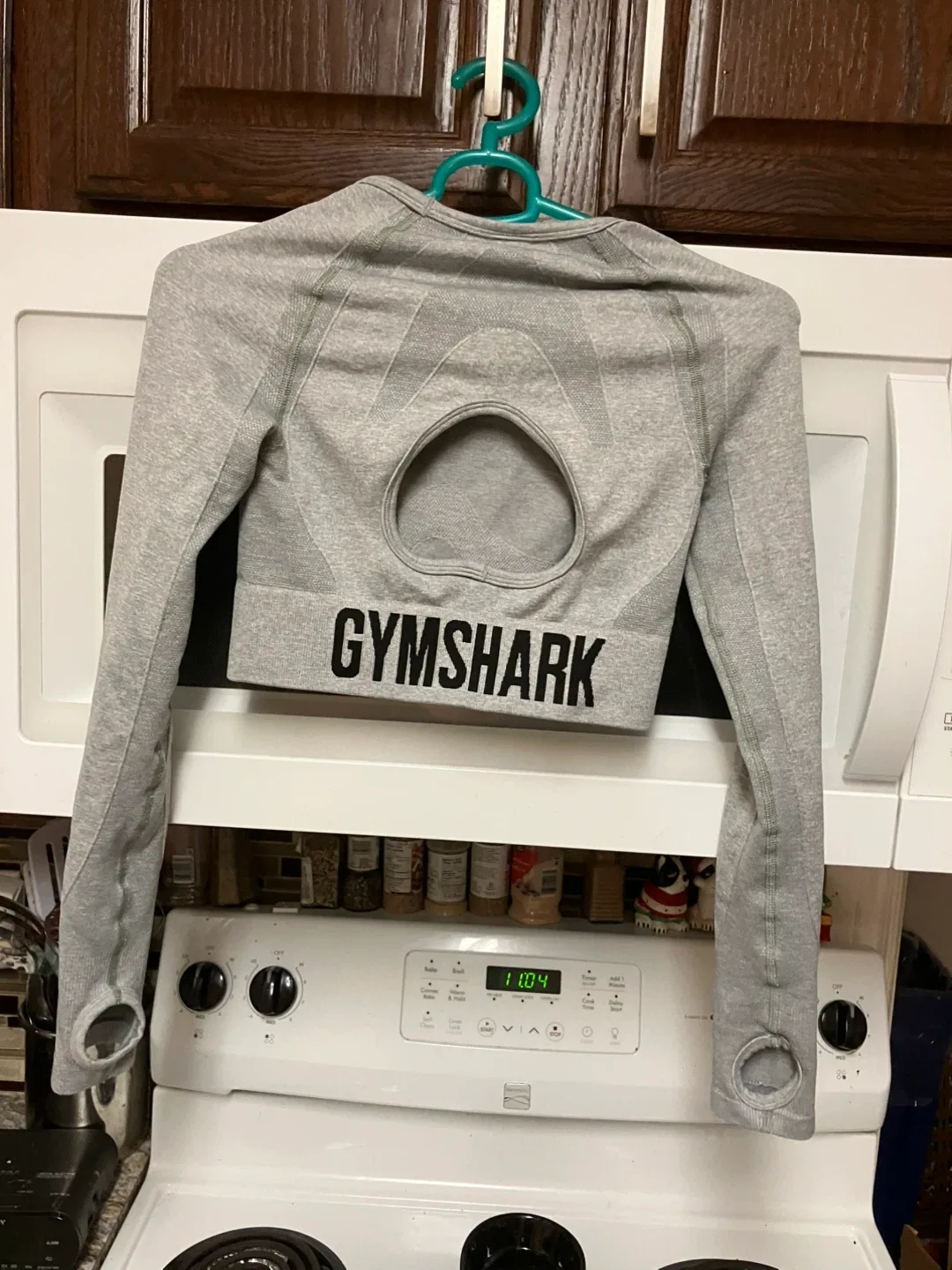 Gymshark Grey Cropped Long Sleeve Top - Size Small image indicator(2)